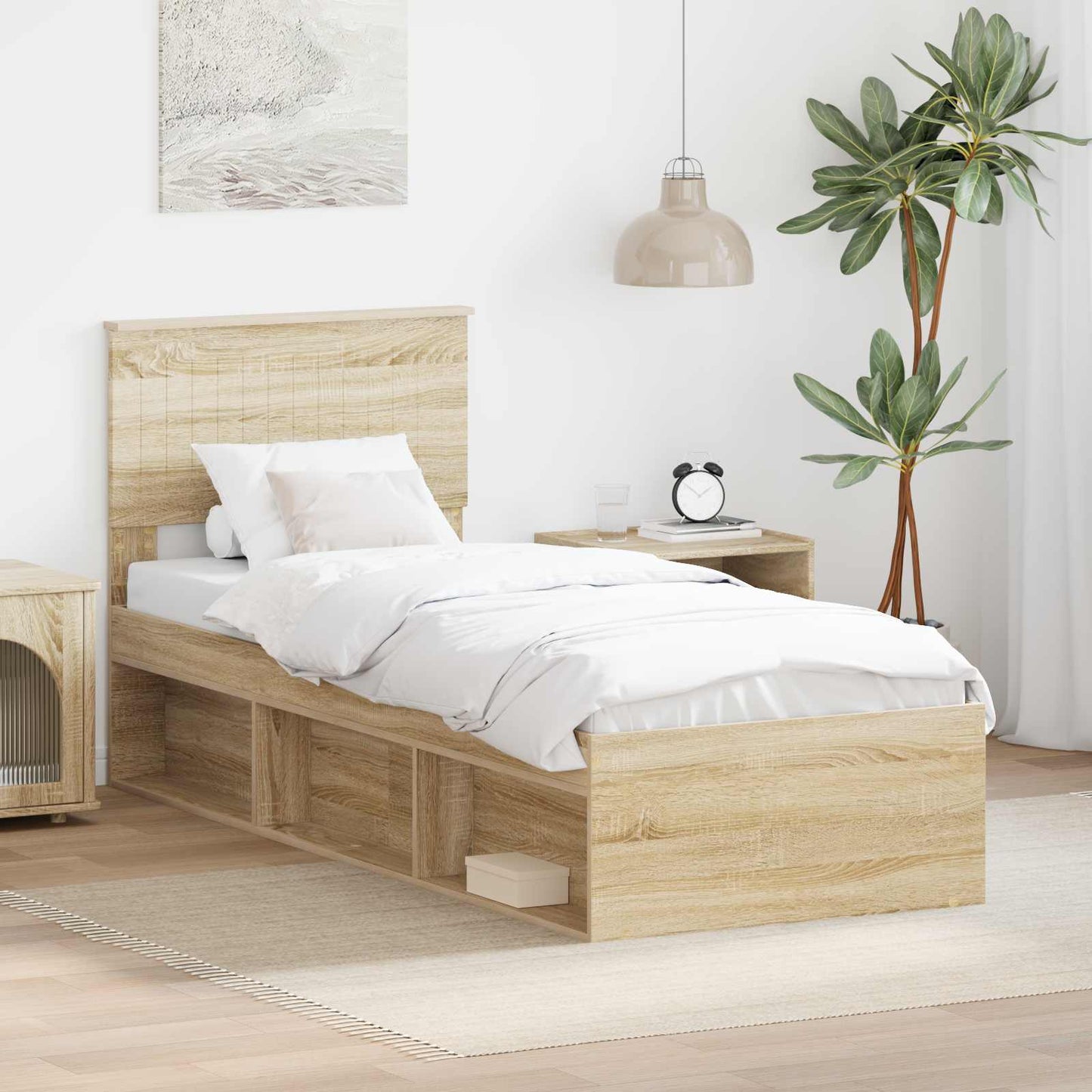 Bedframe Sonoma Eiken 75 x 190 cm Massief grenenhout is nu te koop bij PeponiXL, paradijselijk wonen!