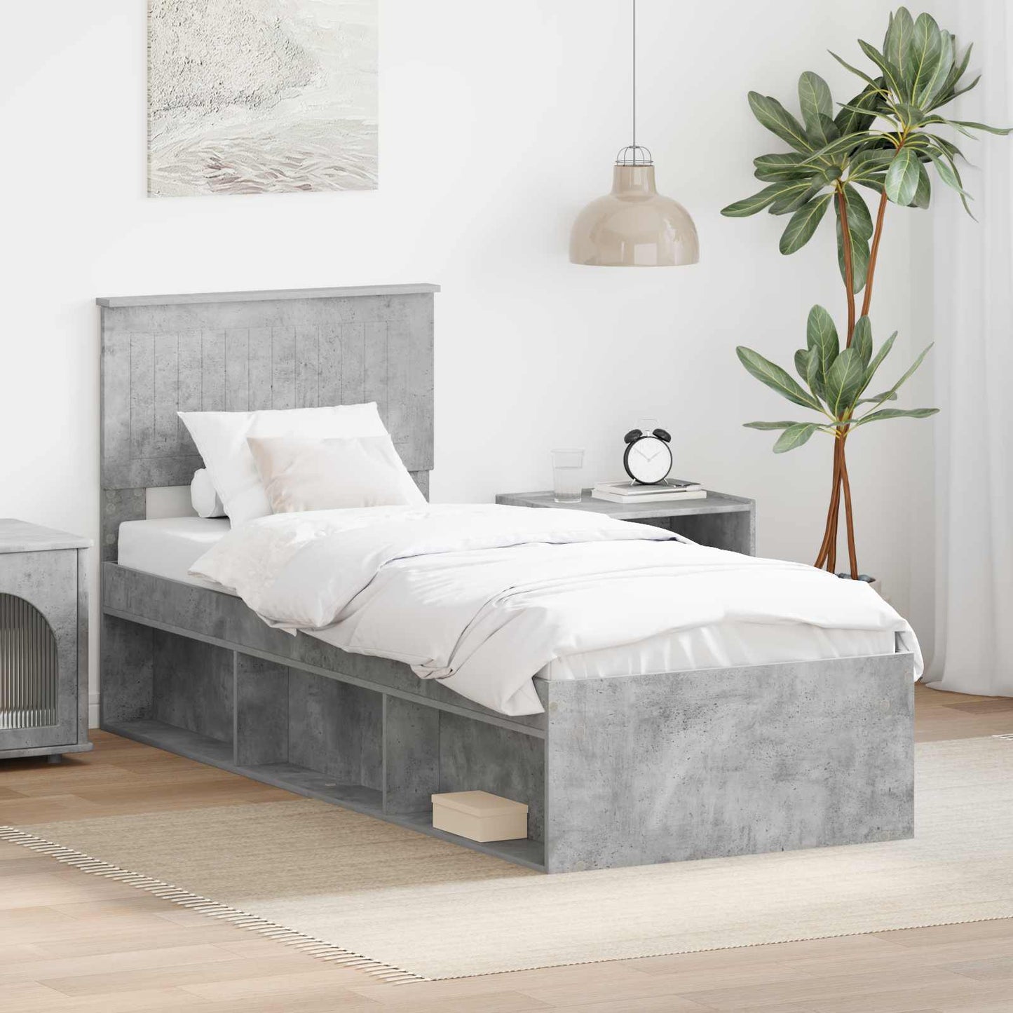 Bedframe Concerte Grijs 75 x 190 cm Massief grenenhout is nu te koop bij PeponiXL, paradijselijk wonen!