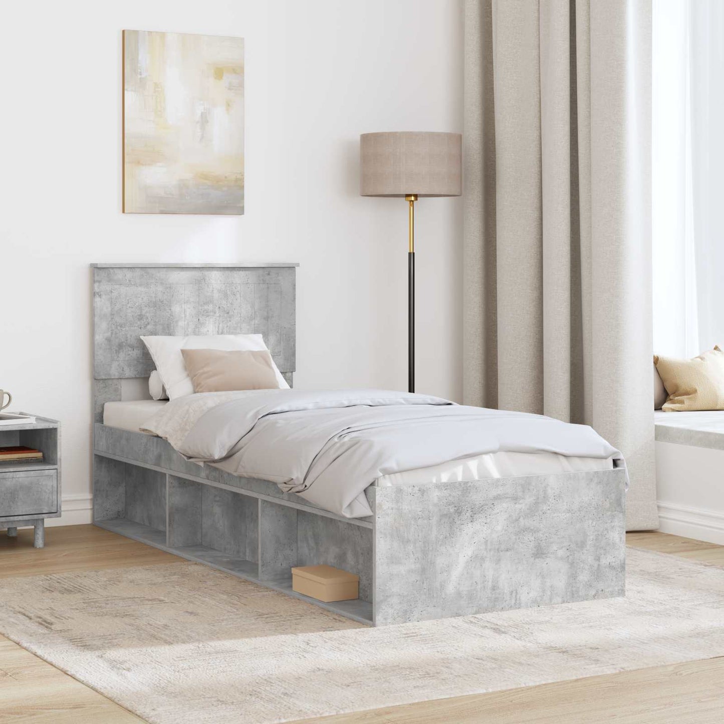 Bedframe Concerte Grijs 75 x 190 cm Massief grenenhout is nu te koop bij PeponiXL, paradijselijk wonen!