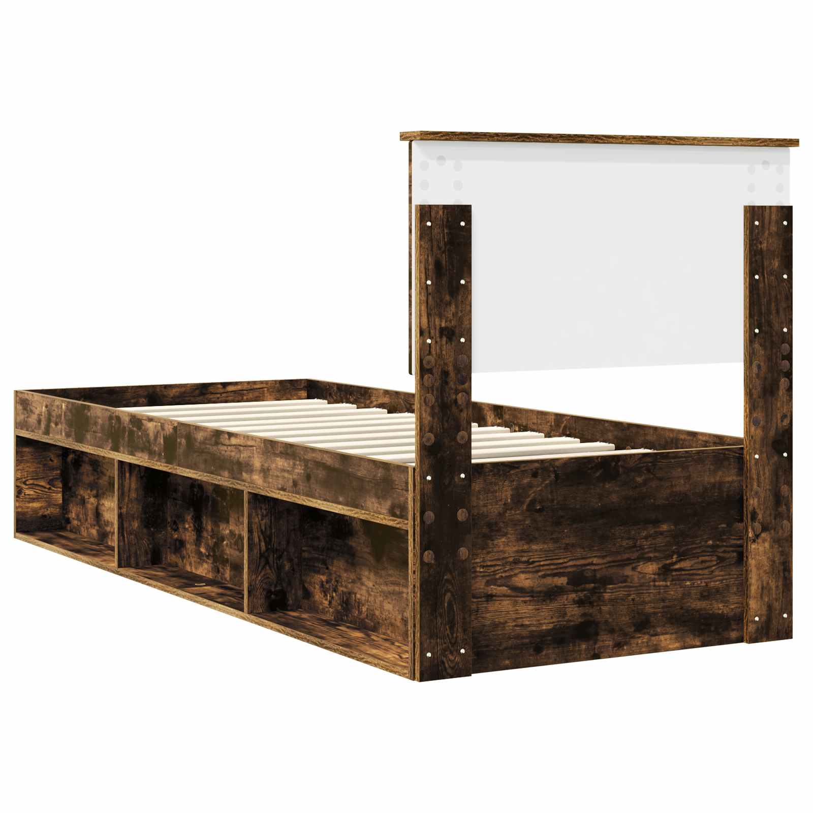 Bedframe Gerookt eiken 75 x 190 cm Massief grenenhout is nu te koop bij PeponiXL, paradijselijk wonen!