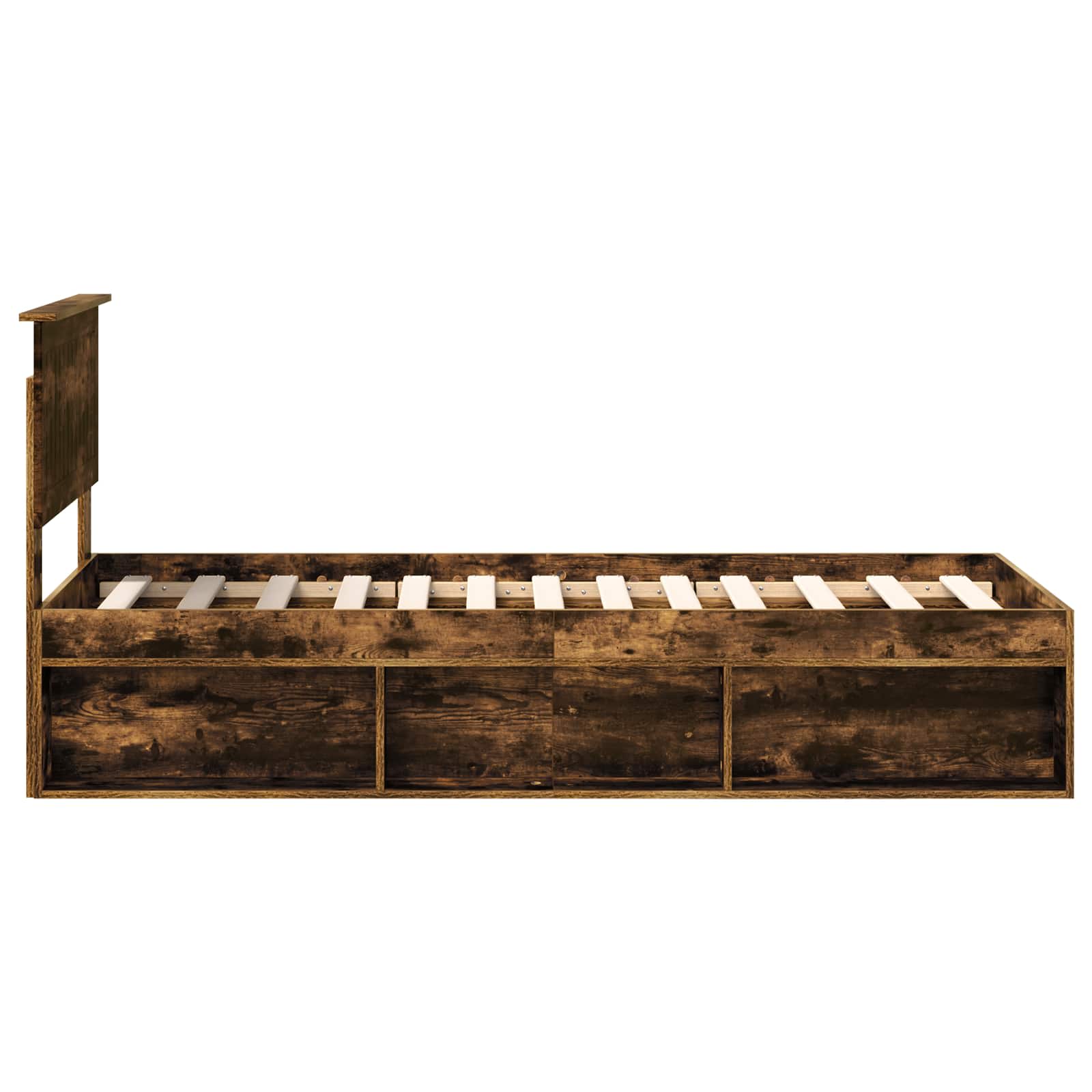 Bedframe Gerookt eiken 75 x 190 cm Massief grenenhout is nu te koop bij PeponiXL, paradijselijk wonen!