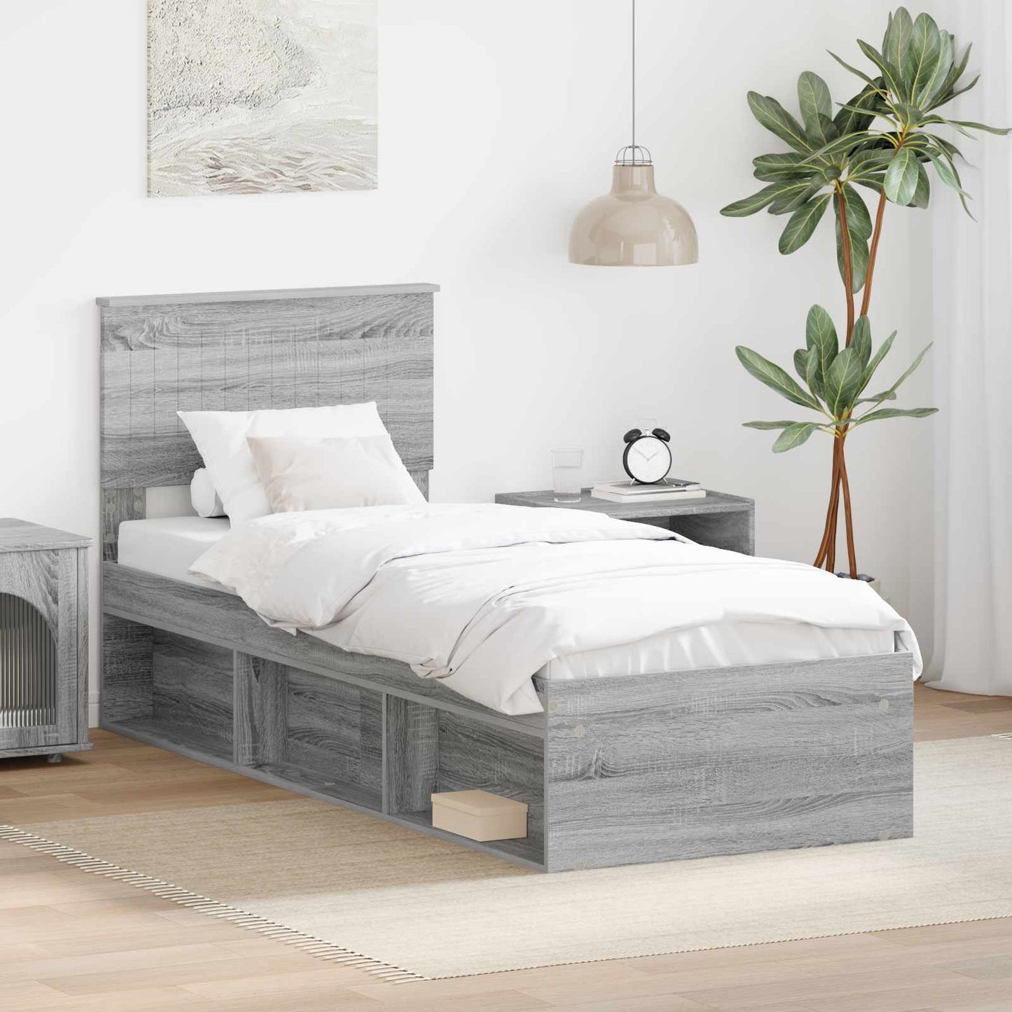 Bedframe Grijs Sonoma 75 x 190 cm Massief grenenhout is nu te koop bij PeponiXL, paradijselijk wonen!