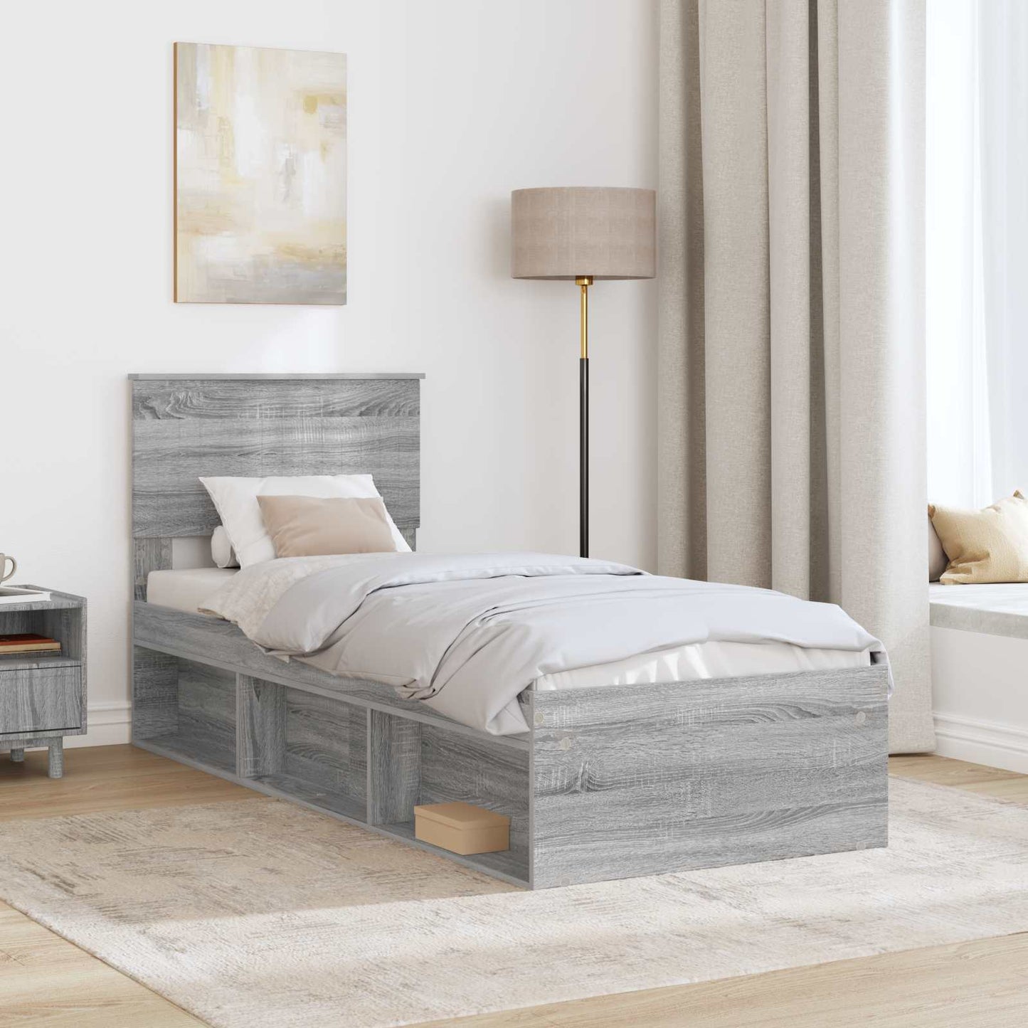 Bedframe Grijs Sonoma 75 x 190 cm Massief grenenhout is nu te koop bij PeponiXL, paradijselijk wonen!