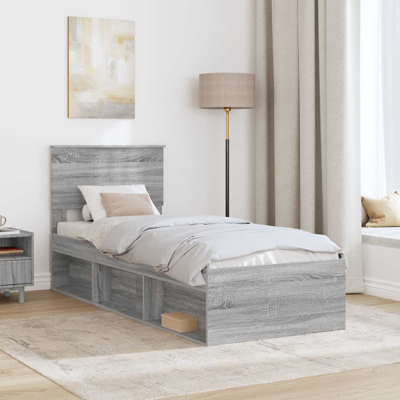 Bedframe Grijs Sonoma 75 x 190 cm Massief grenenhout is nu te koop bij PeponiXL, paradijselijk wonen!
