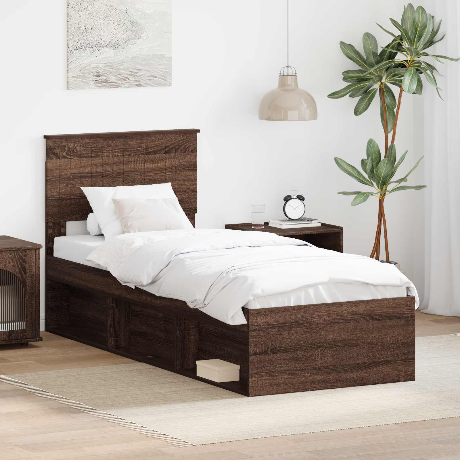 Bedframe Bruin Eiken 75 x 190 cm Massief grenenhout is nu te koop bij PeponiXL, paradijselijk wonen!
