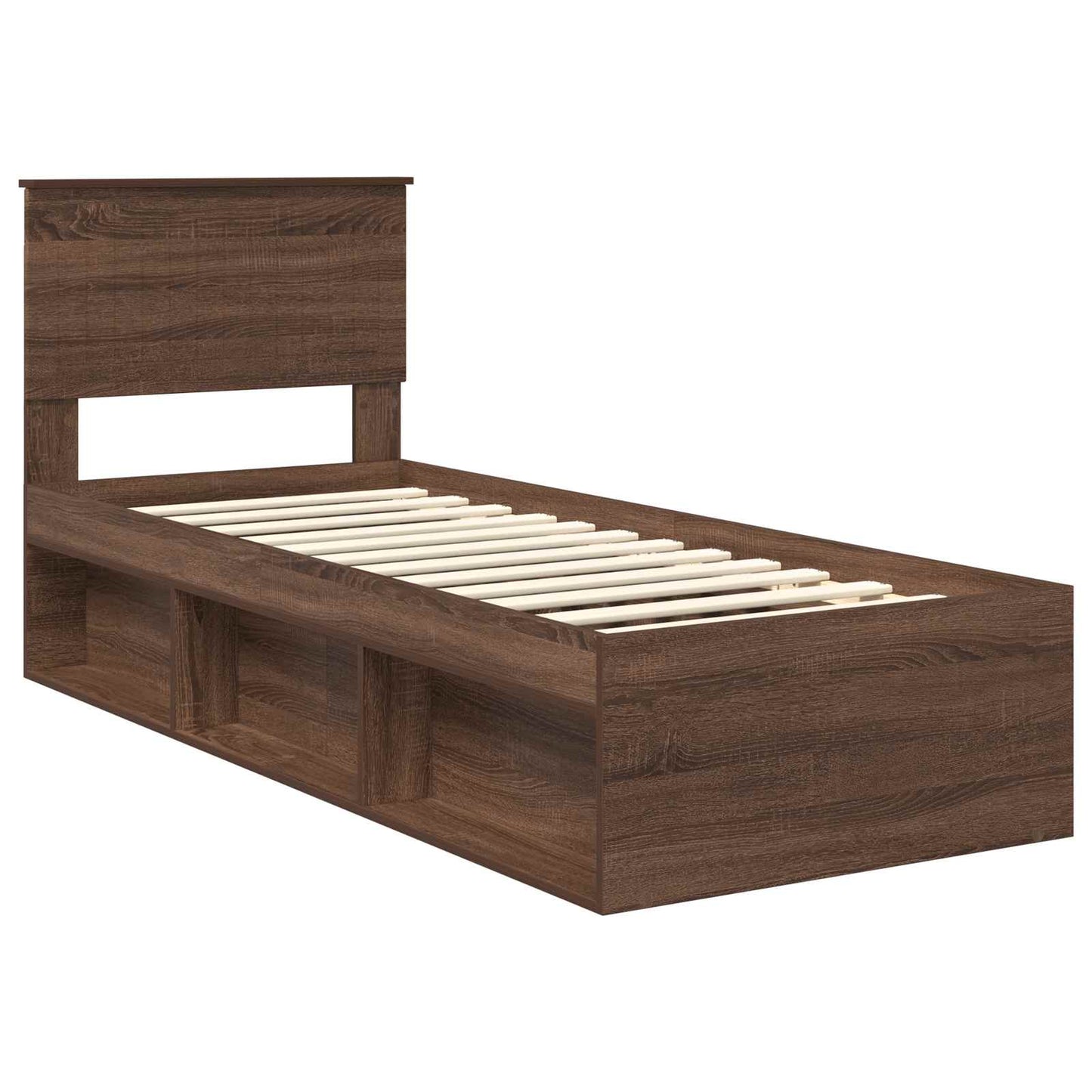 Bedframe Bruin Eiken 75 x 190 cm Massief grenenhout is nu te koop bij PeponiXL, paradijselijk wonen!