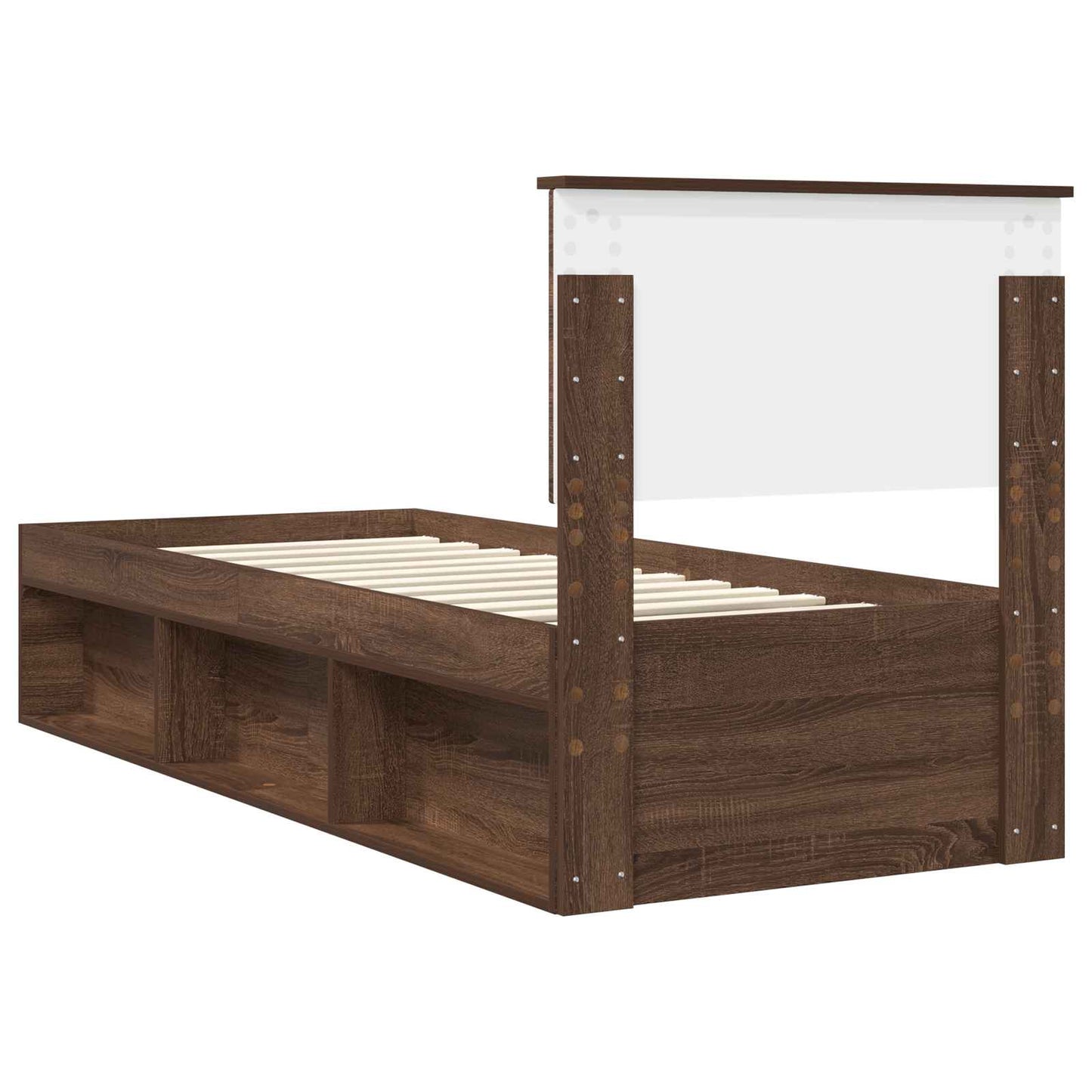 Bedframe Bruin Eiken 75 x 190 cm Massief grenenhout is nu te koop bij PeponiXL, paradijselijk wonen!