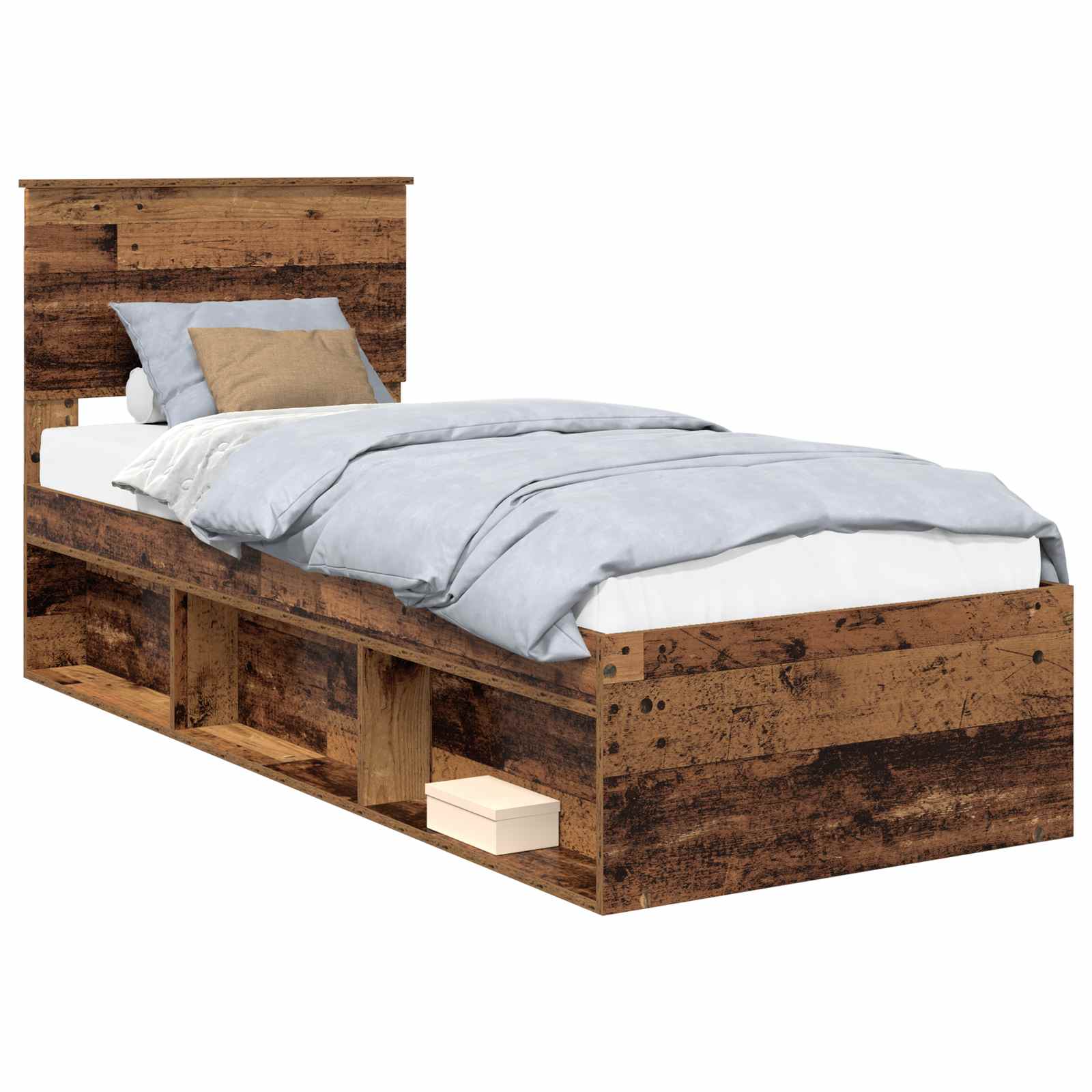 Bedframe met hoofdeinde Oudhout 75 x 190 cm Massief grenenhout is nu te koop bij PeponiXL, paradijselijk wonen!