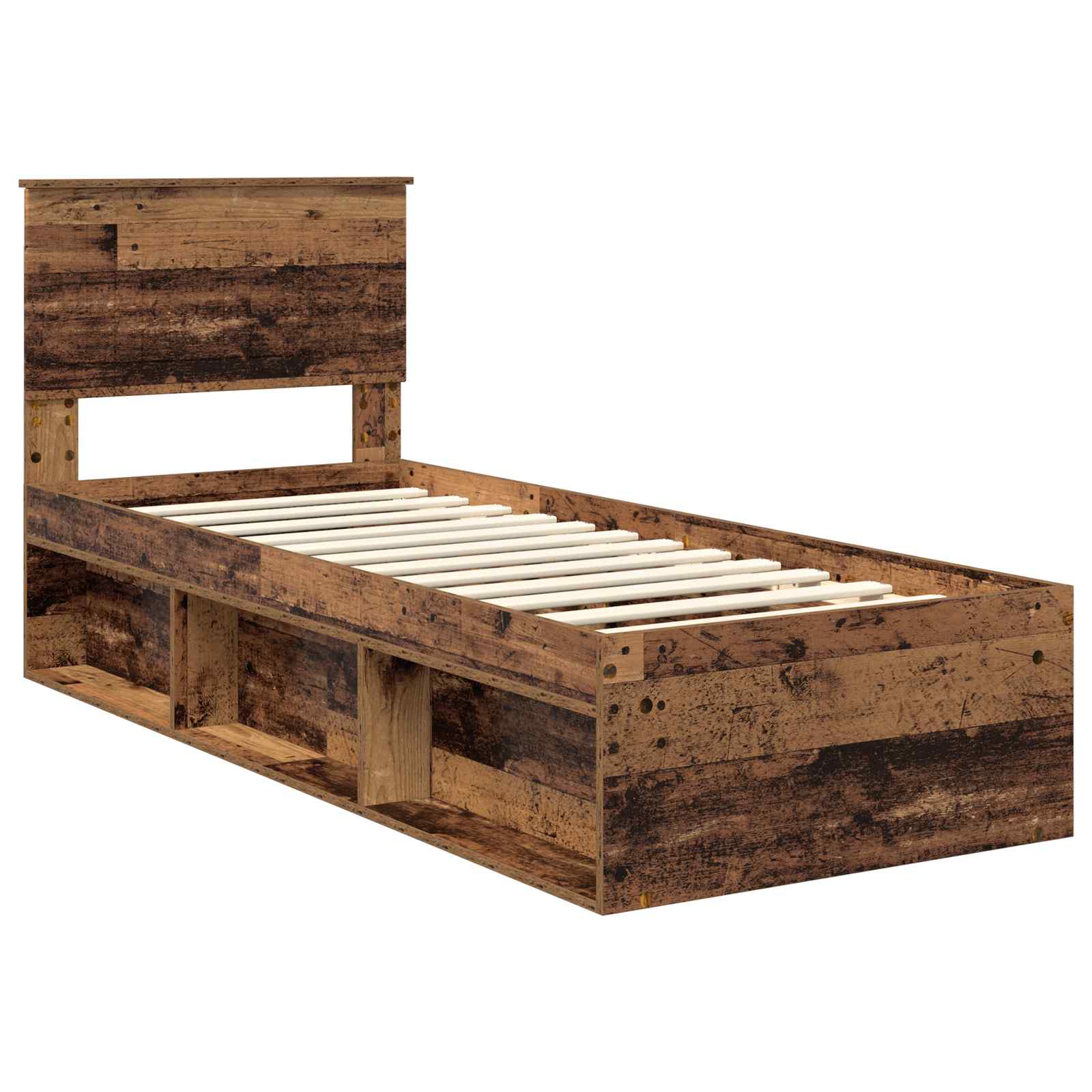 Bedframe met hoofdeinde Oudhout 75 x 190 cm Massief grenenhout is nu te koop bij PeponiXL, paradijselijk wonen!