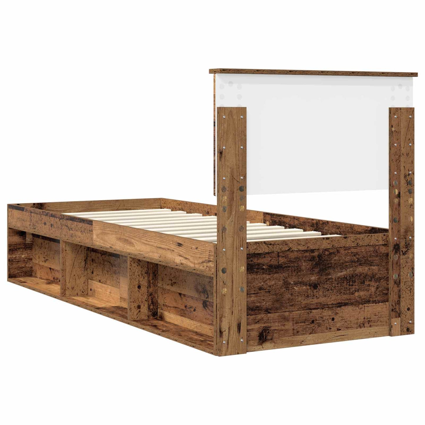 Bedframe met hoofdeinde Oudhout 75 x 190 cm Massief grenenhout is nu te koop bij PeponiXL, paradijselijk wonen!