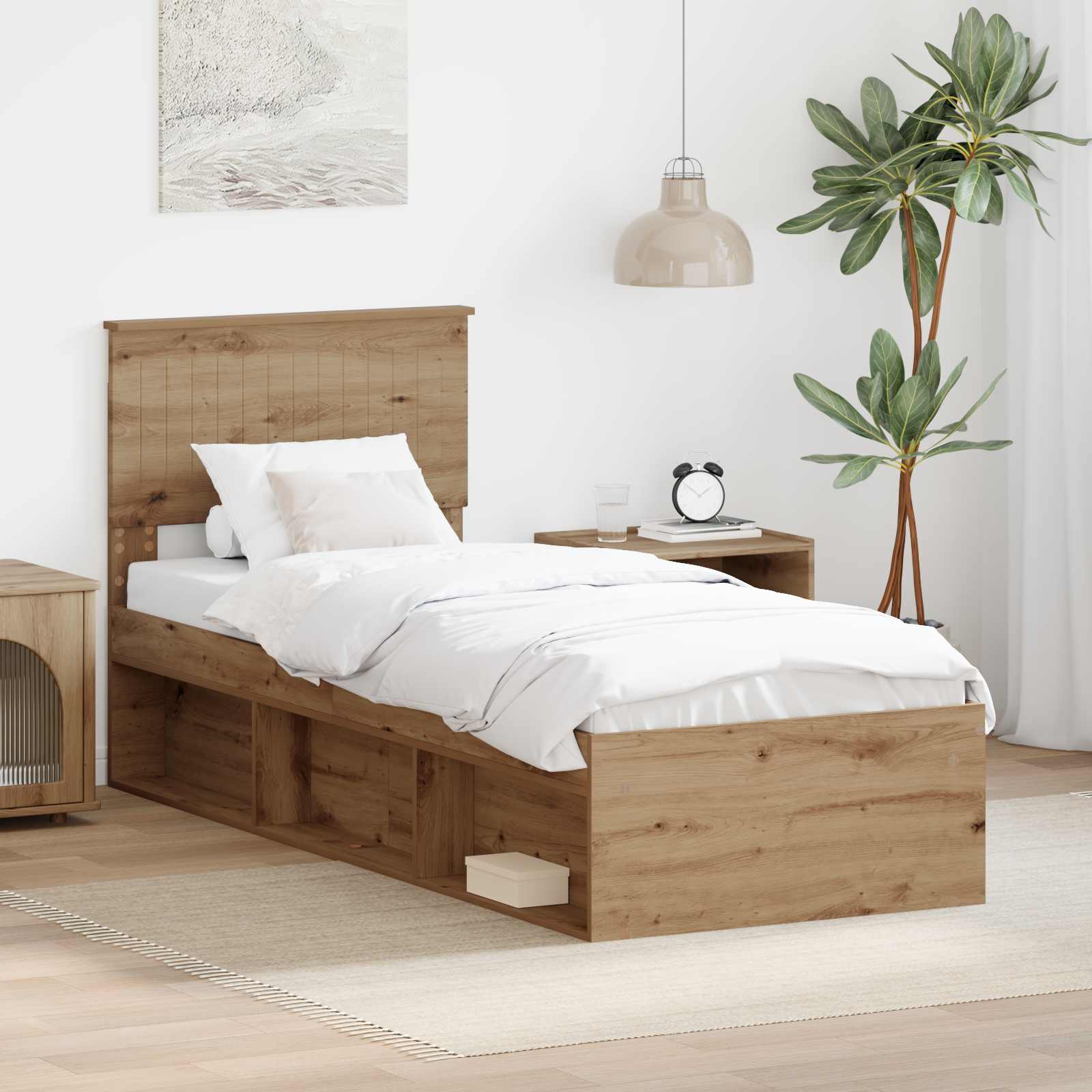 Bedframe Ambachtelijk eiken 75 x 190 cm Massief grenenhout is nu te koop bij PeponiXL, paradijselijk wonen!