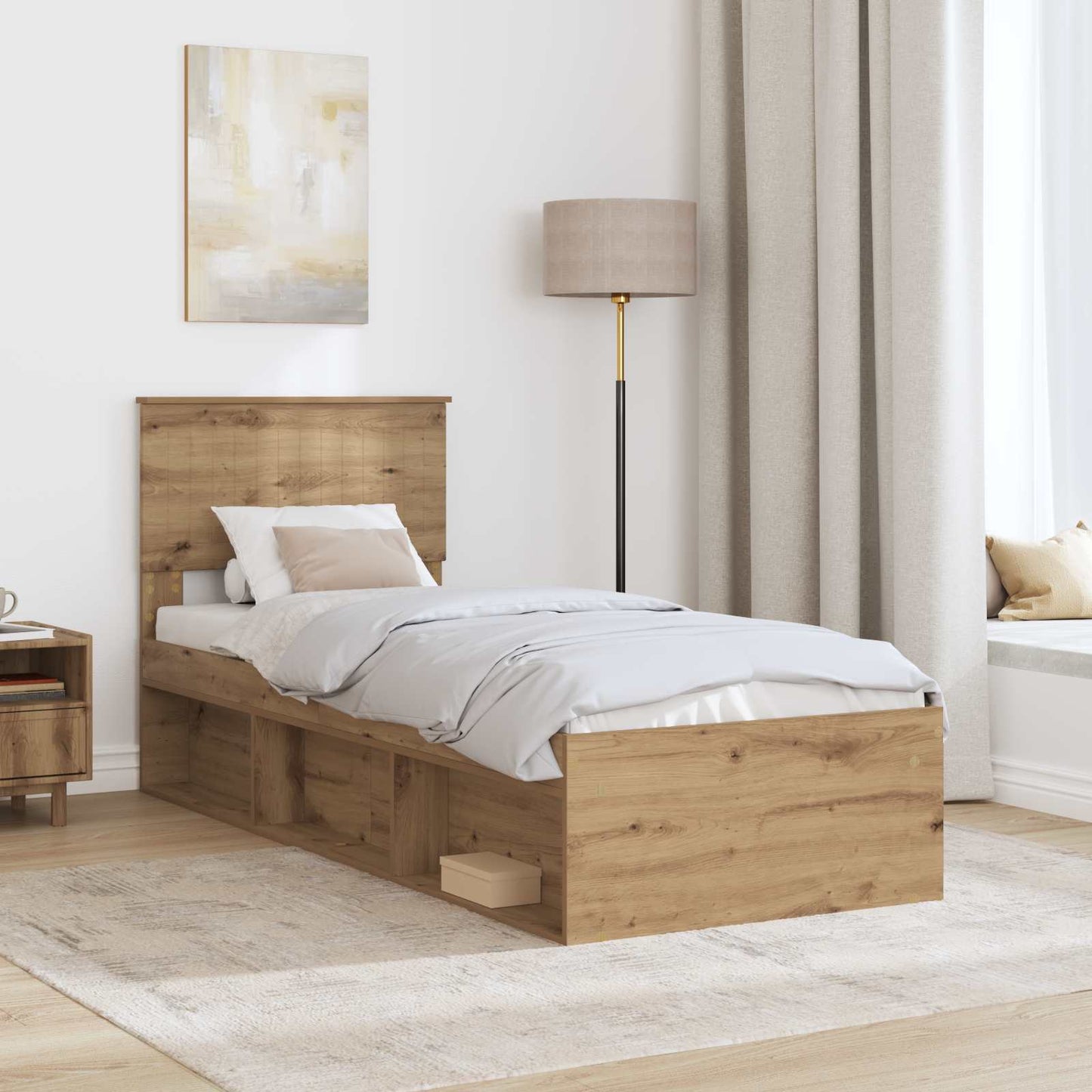 Bedframe Ambachtelijk eiken 75 x 190 cm Massief grenenhout is nu te koop bij PeponiXL, paradijselijk wonen!