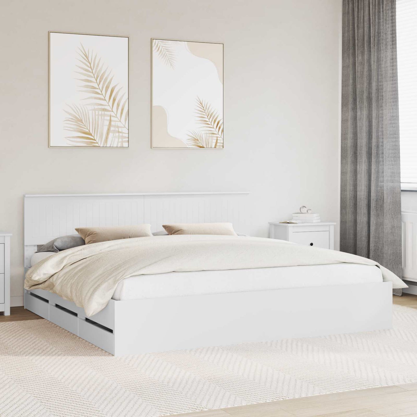 Bedframe met lade met opslag Wit 200 x 200 cm Ingenieurshout is nu te koop bij PeponiXL, paradijselijk wonen!