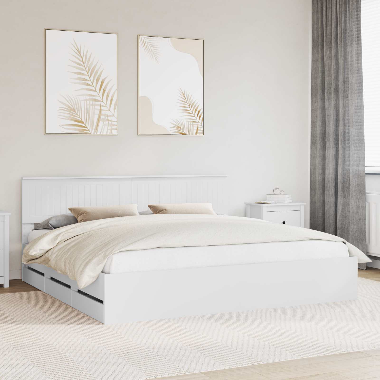 Bedframe met lade met opslag Wit 200 x 200 cm Ingenieurshout is nu te koop bij PeponiXL, paradijselijk wonen!