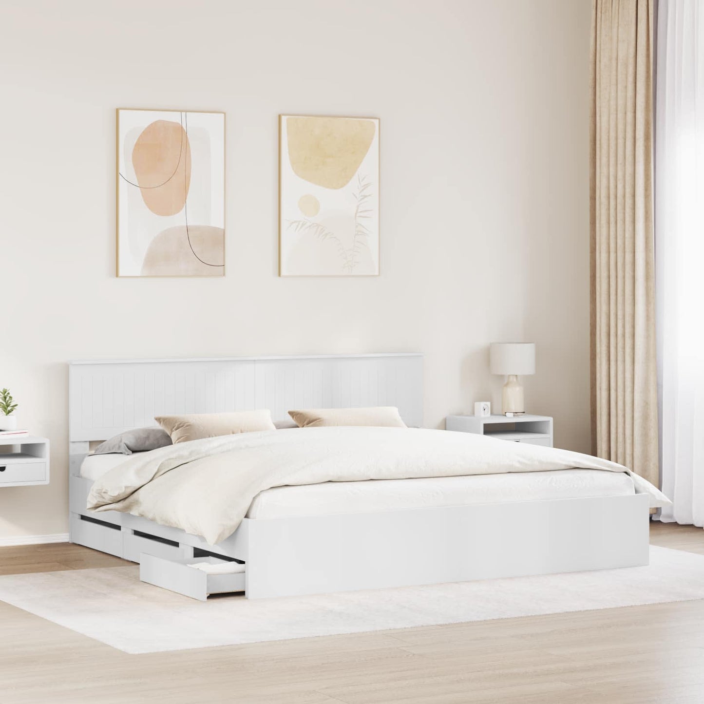 Bedframe met lade met opslag Wit 200 x 200 cm Ingenieurshout is nu te koop bij PeponiXL, paradijselijk wonen!