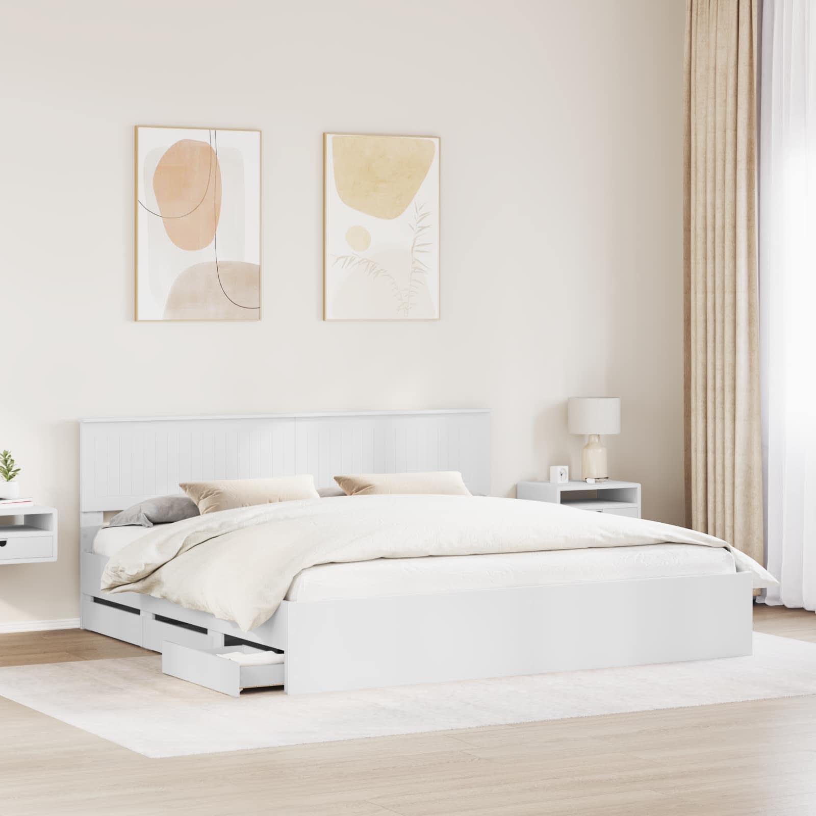 Bedframe met lade met opslag Wit 200 x 200 cm Ingenieurshout is nu te koop bij PeponiXL, paradijselijk wonen!