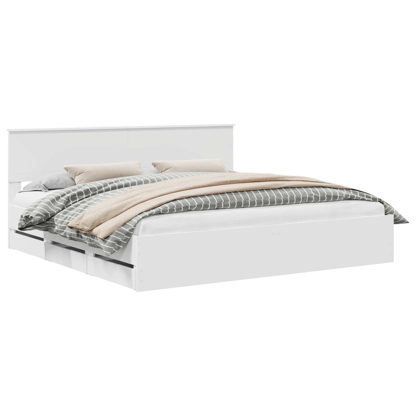 Bedframe met lade met opslag Wit 200 x 200 cm Ingenieurshout is nu te koop bij PeponiXL, paradijselijk wonen!