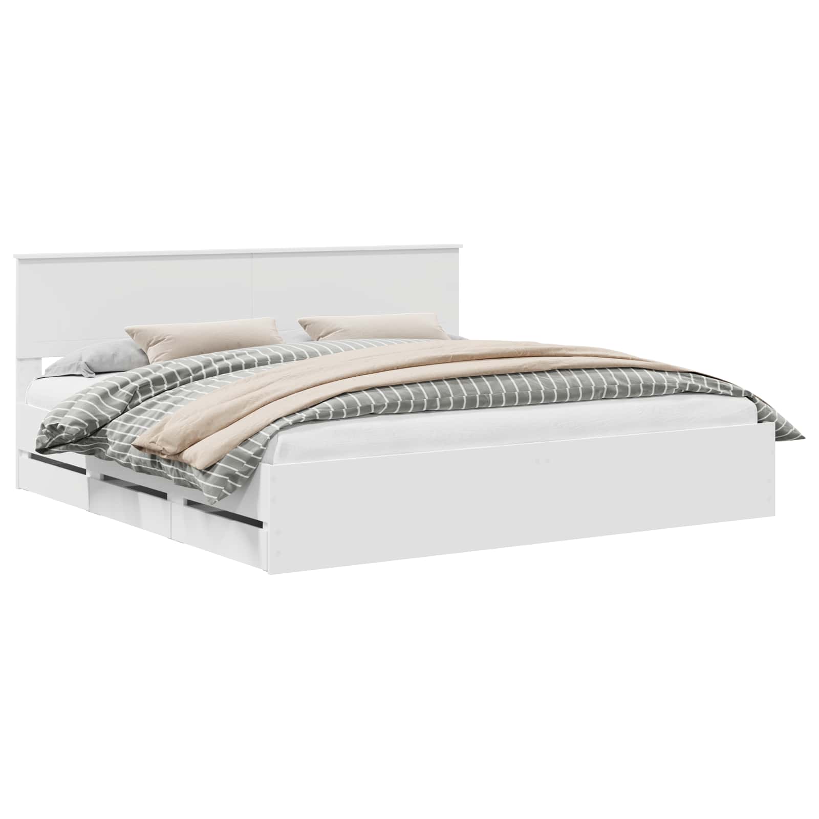 Bedframe met lade met opslag Wit 200 x 200 cm Ingenieurshout is nu te koop bij PeponiXL, paradijselijk wonen!