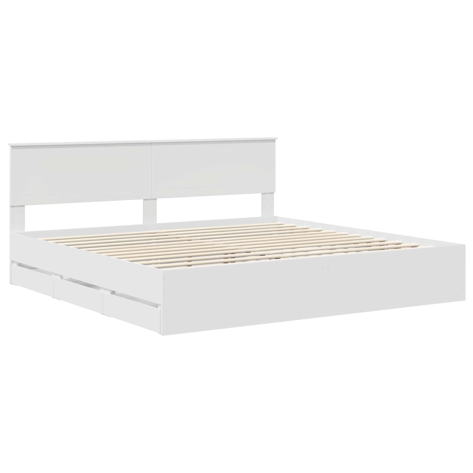 Bedframe met lade met opslag Wit 200 x 200 cm Ingenieurshout is nu te koop bij PeponiXL, paradijselijk wonen!