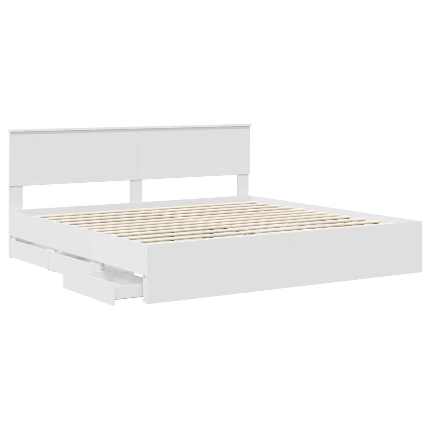 Bedframe met lade met opslag Wit 200 x 200 cm Ingenieurshout is nu te koop bij PeponiXL, paradijselijk wonen!