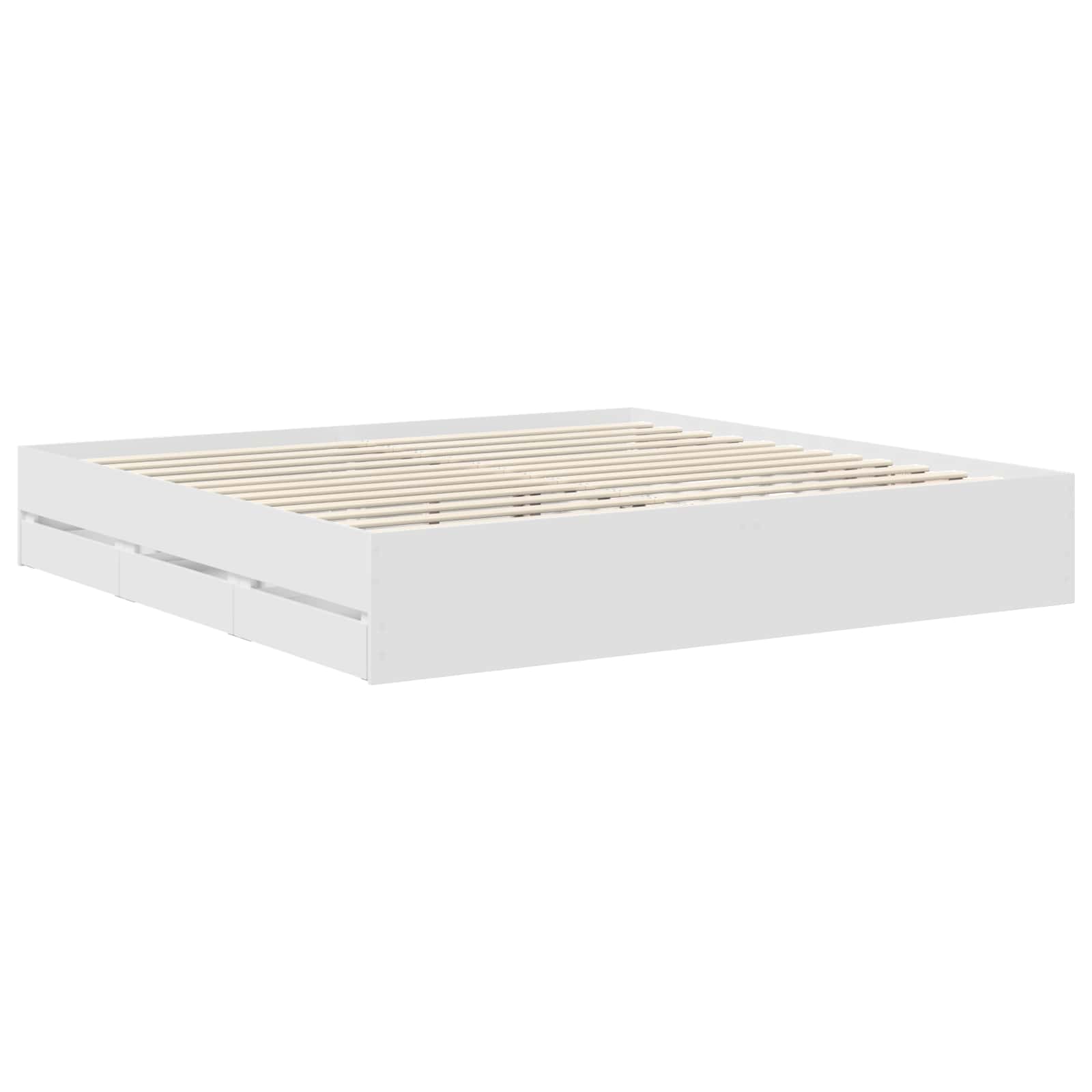 Bedframe met lade met opslag Wit 200 x 200 cm Ingenieurshout is nu te koop bij PeponiXL, paradijselijk wonen!