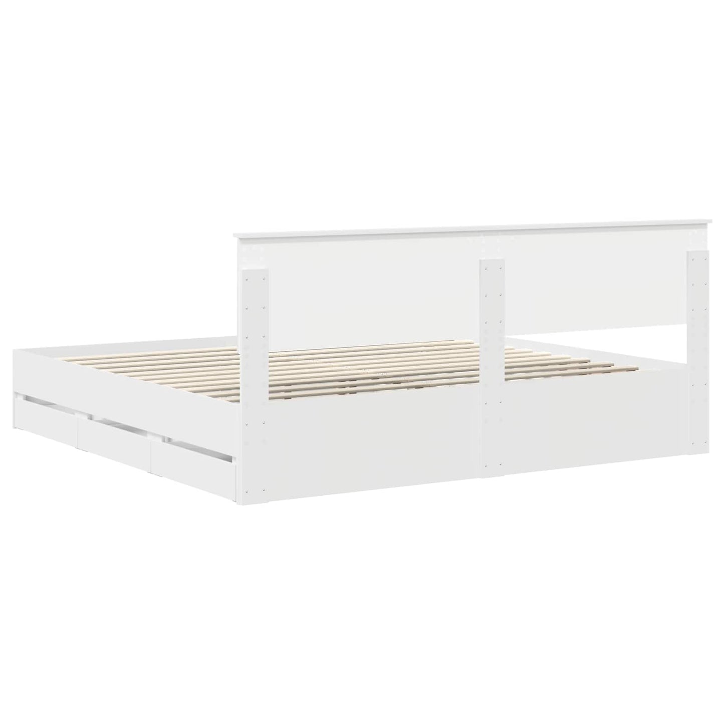 Bedframe met lade met opslag Wit 200 x 200 cm Ingenieurshout is nu te koop bij PeponiXL, paradijselijk wonen!