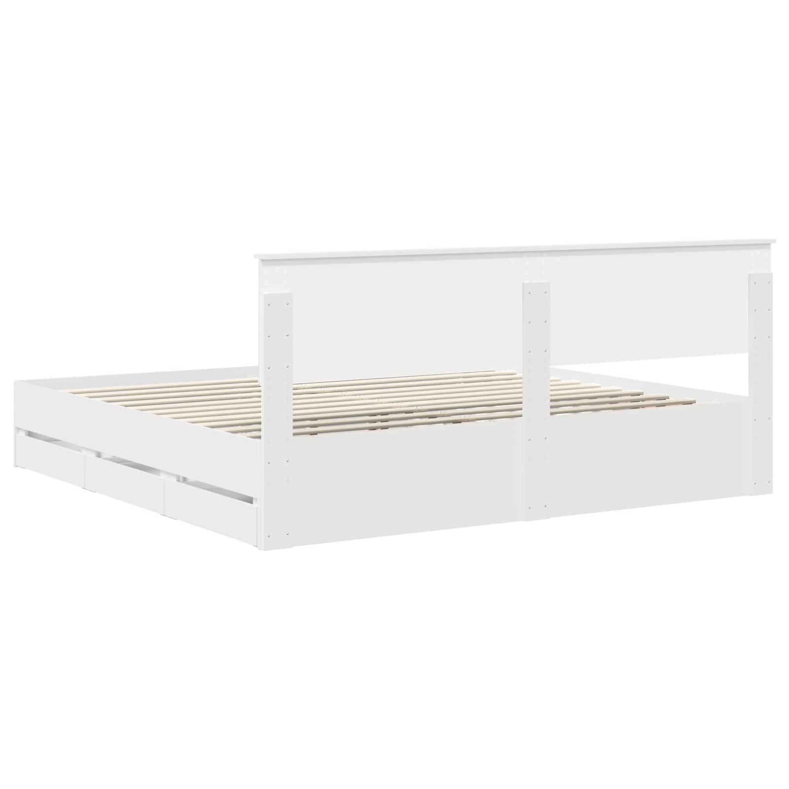 Bedframe met lade met opslag Wit 200 x 200 cm Ingenieurshout is nu te koop bij PeponiXL, paradijselijk wonen!