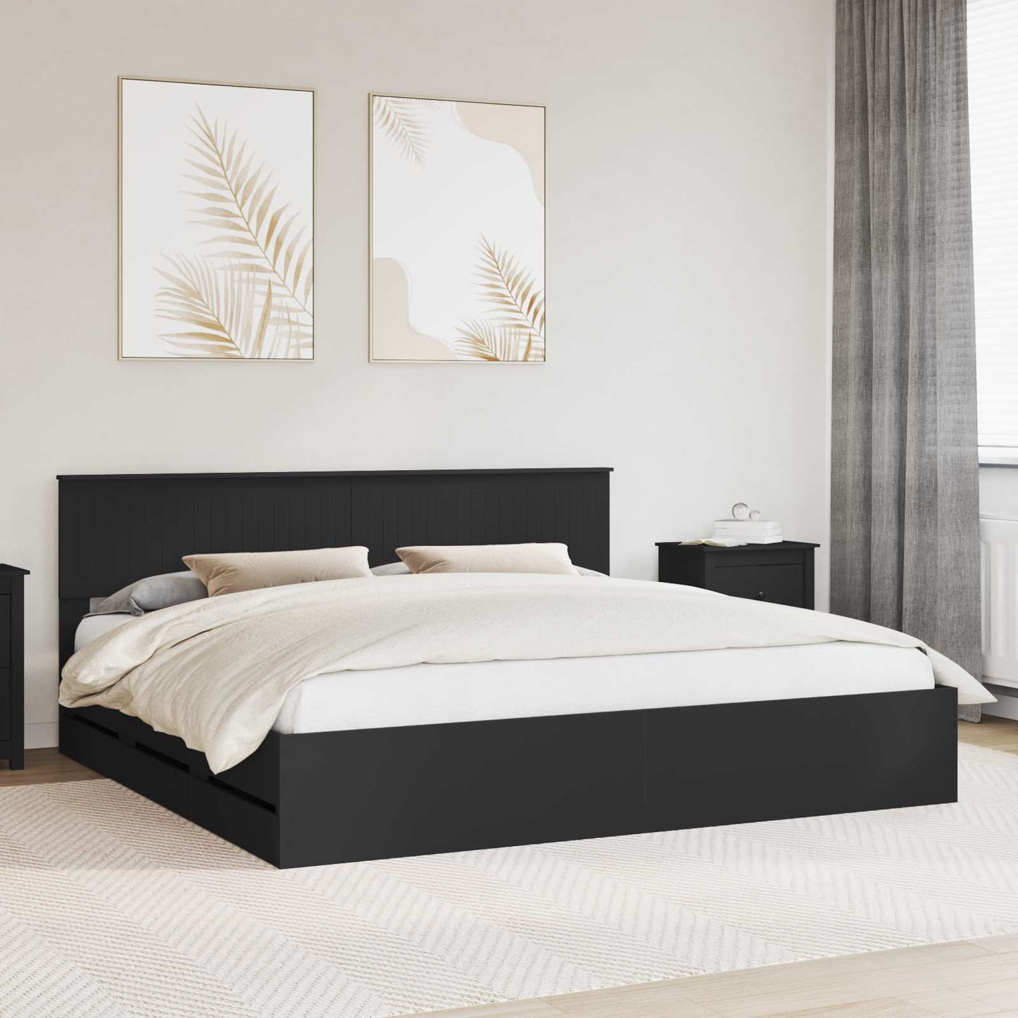 Bedframe met lade met opslag Zwart 200 x 200 cm Ingenieurshout is nu te koop bij PeponiXL, paradijselijk wonen!