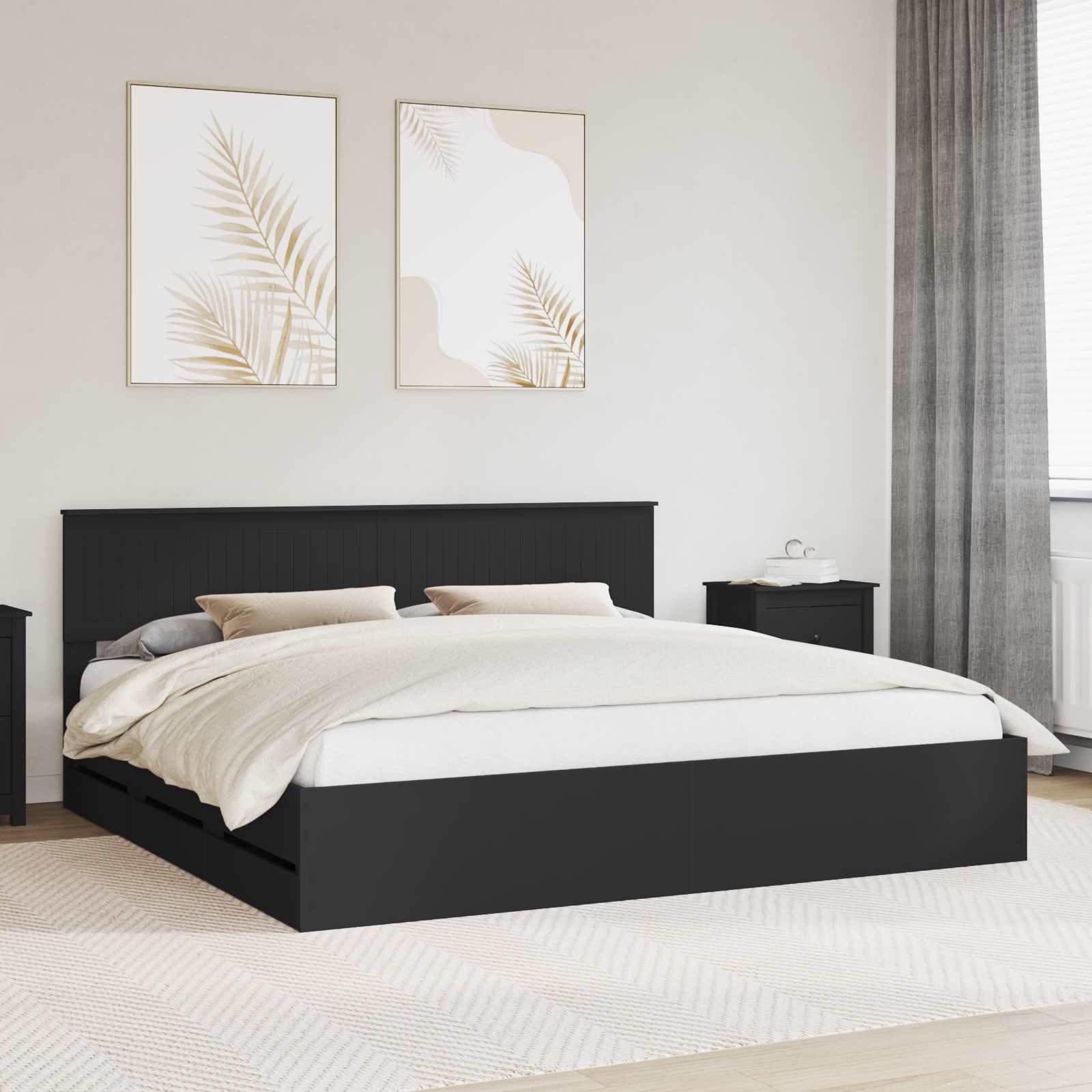 Bedframe met lade met opslag Zwart 200 x 200 cm Ingenieurshout is nu te koop bij PeponiXL, paradijselijk wonen!