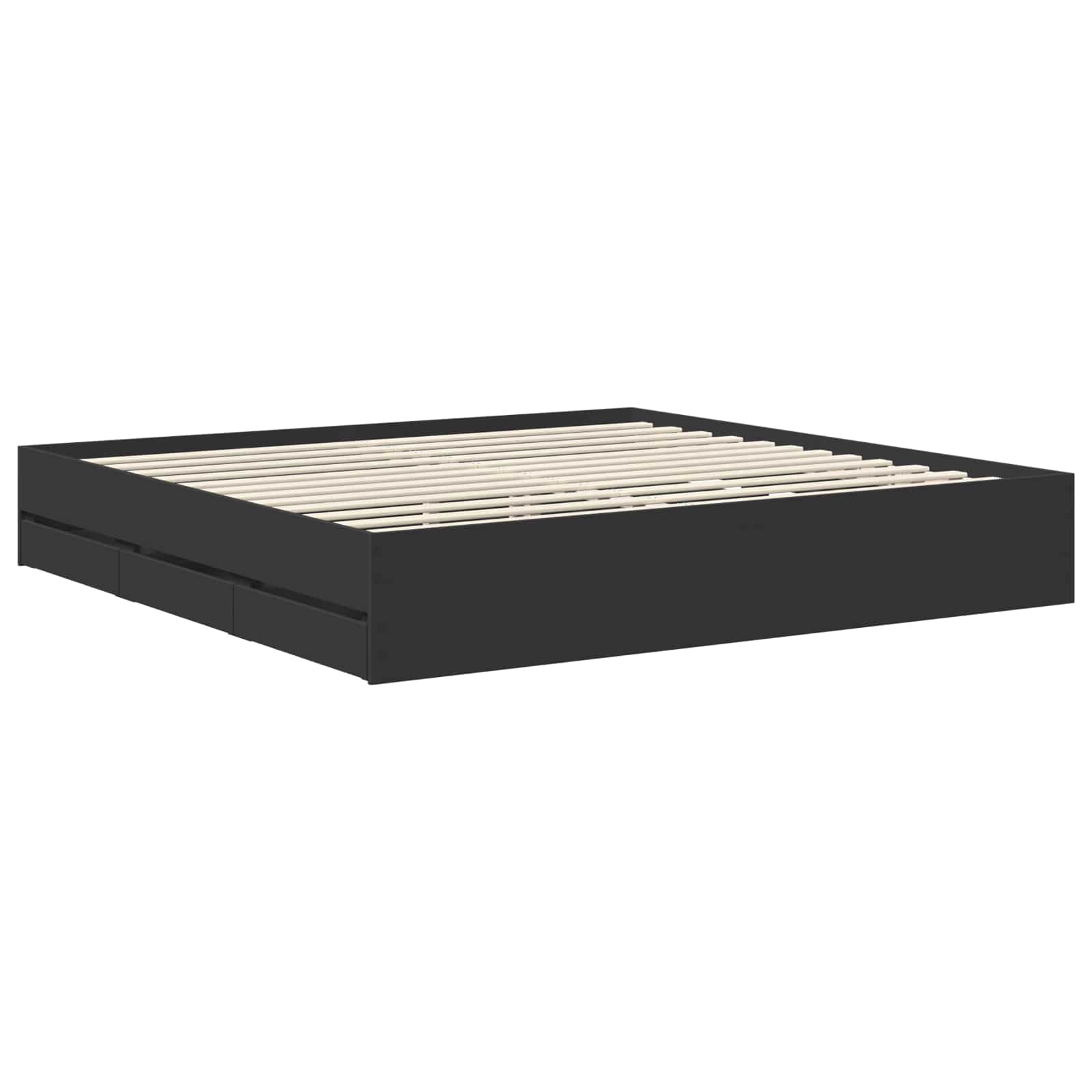Bedframe met lade met opslag Zwart 200 x 200 cm Ingenieurshout is nu te koop bij PeponiXL, paradijselijk wonen!