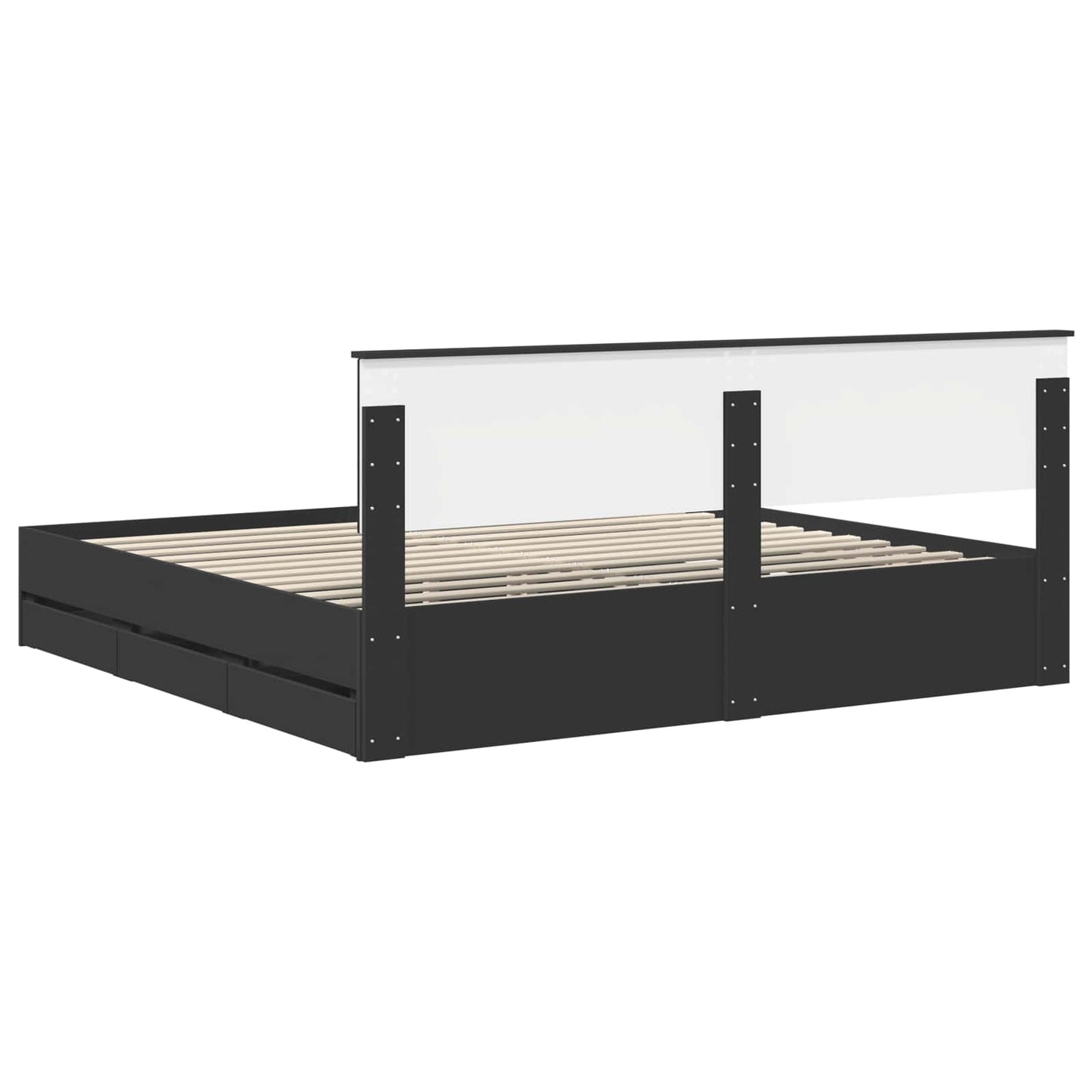 Bedframe met lade met opslag Zwart 200 x 200 cm Ingenieurshout is nu te koop bij PeponiXL, paradijselijk wonen!
