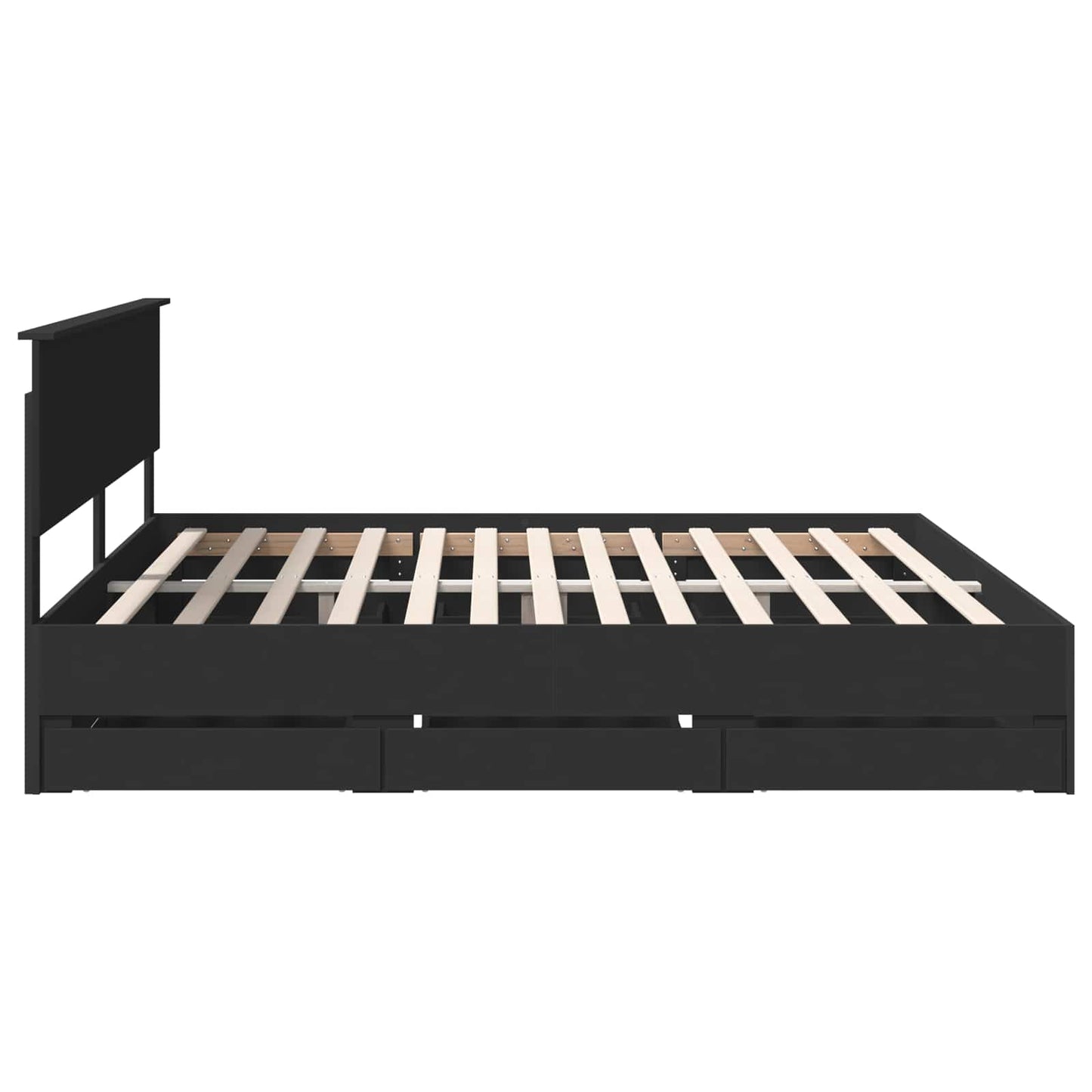 Bedframe met lade met opslag Zwart 200 x 200 cm Ingenieurshout is nu te koop bij PeponiXL, paradijselijk wonen!