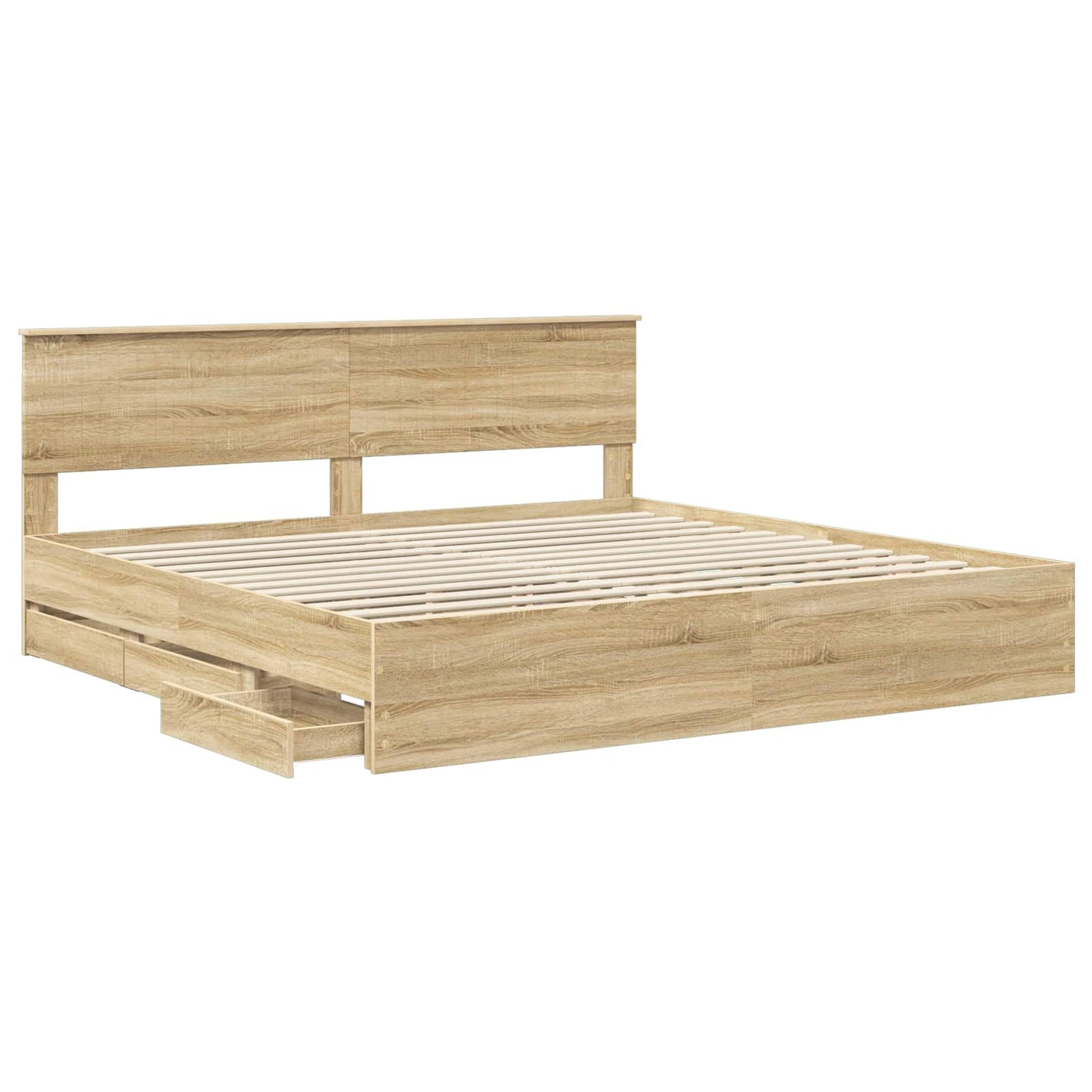 Bedframe met lade Sonoma Eiken 200 x 200 cm Ingenieurshout is nu te koop bij PeponiXL, paradijselijk wonen!