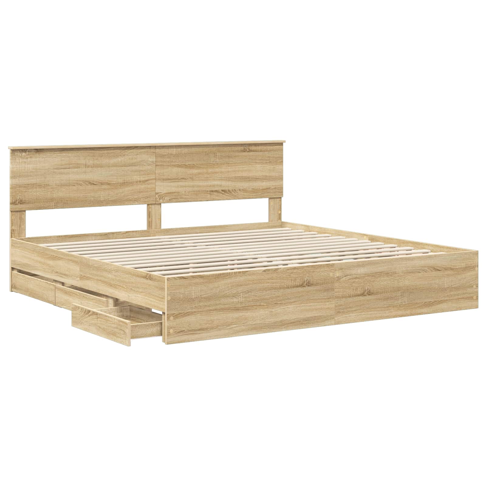 Bedframe met lade Sonoma Eiken 200 x 200 cm Ingenieurshout is nu te koop bij PeponiXL, paradijselijk wonen!