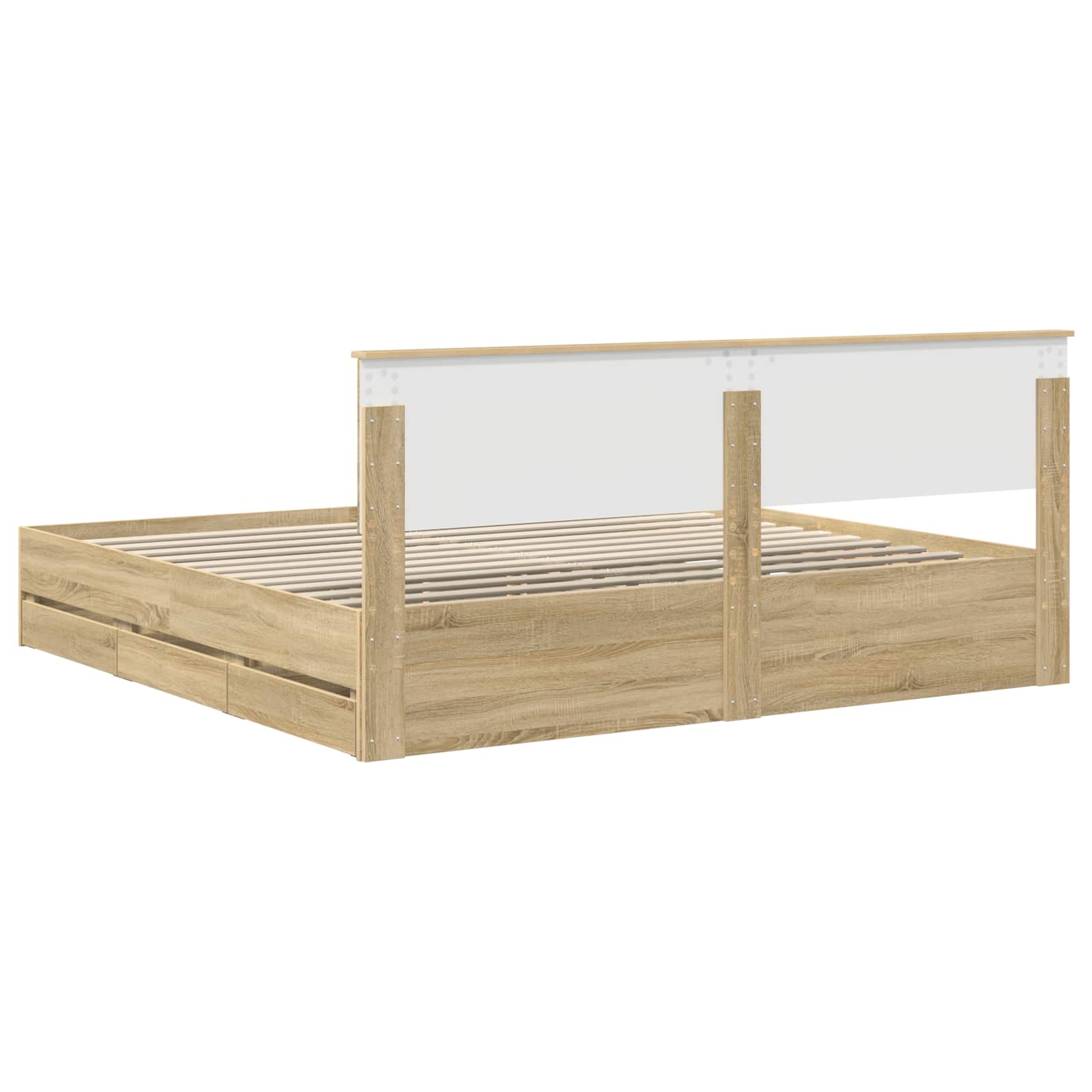 Bedframe met lade Sonoma Eiken 200 x 200 cm Ingenieurshout is nu te koop bij PeponiXL, paradijselijk wonen!