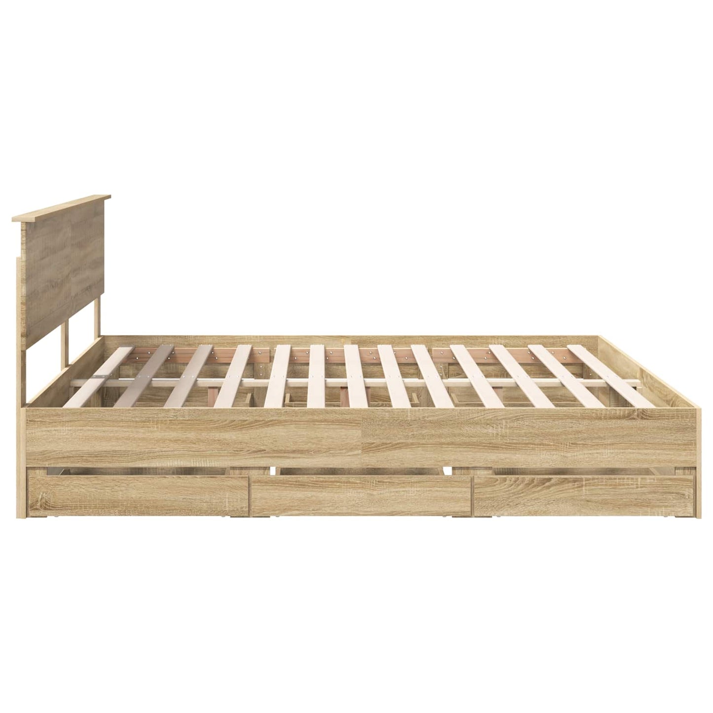 Bedframe met lade Sonoma Eiken 200 x 200 cm Ingenieurshout is nu te koop bij PeponiXL, paradijselijk wonen!
