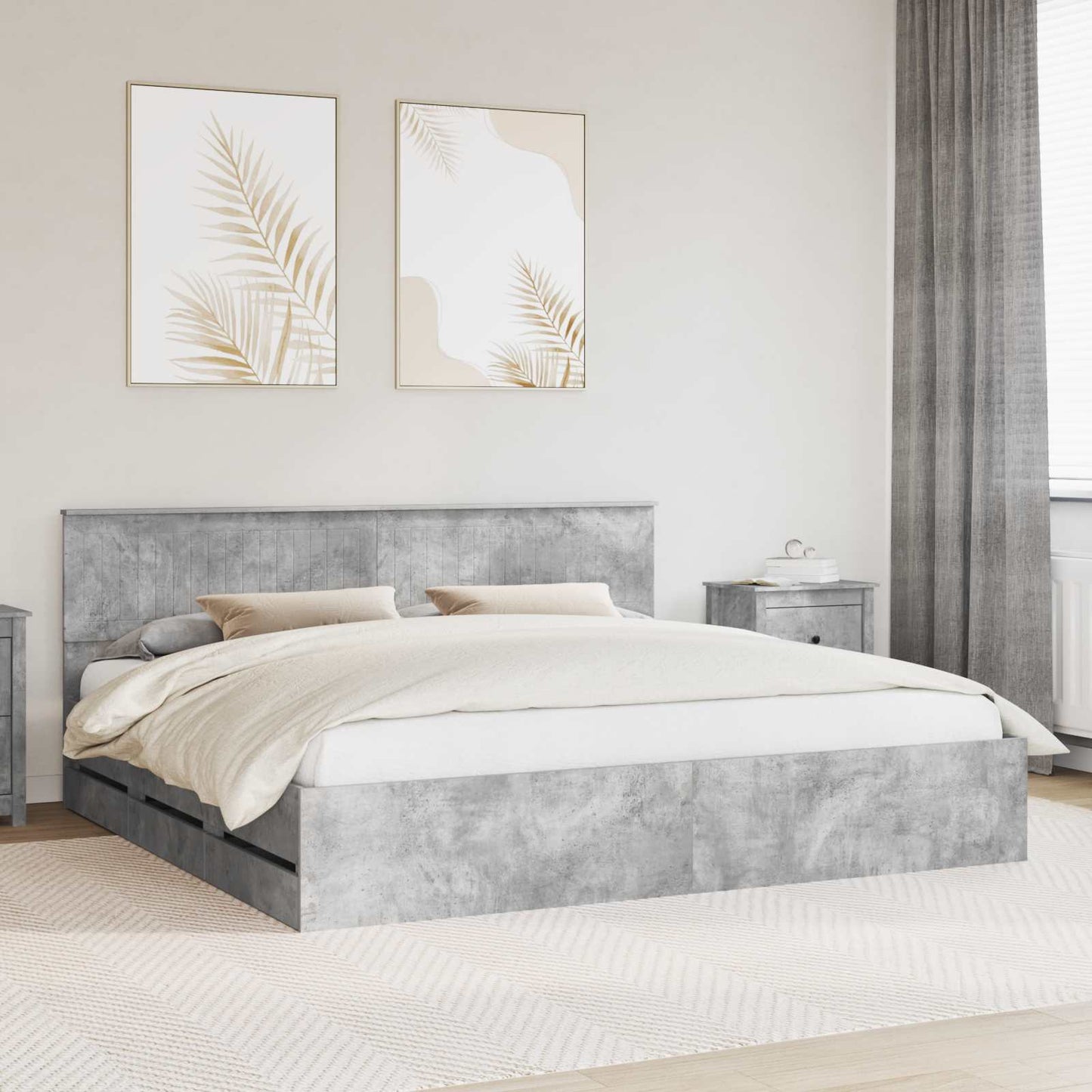 Bedframe met lade Beton Grijs 200 x 200 cm Ingenieurshout is nu te koop bij PeponiXL, paradijselijk wonen!