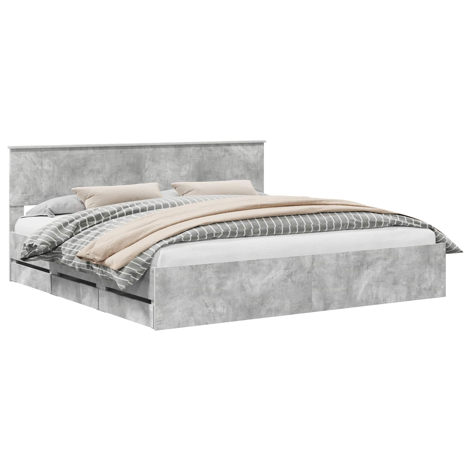 Bedframe met lade Beton Grijs 200 x 200 cm Ingenieurshout is nu te koop bij PeponiXL, paradijselijk wonen!