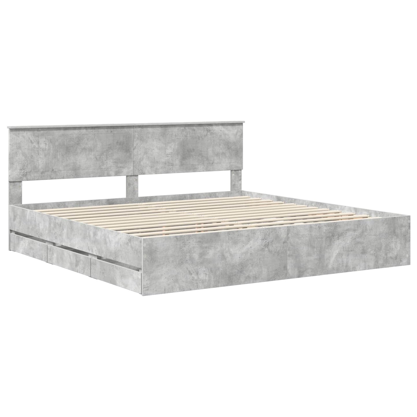 Bedframe met lade Beton Grijs 200 x 200 cm Ingenieurshout is nu te koop bij PeponiXL, paradijselijk wonen!