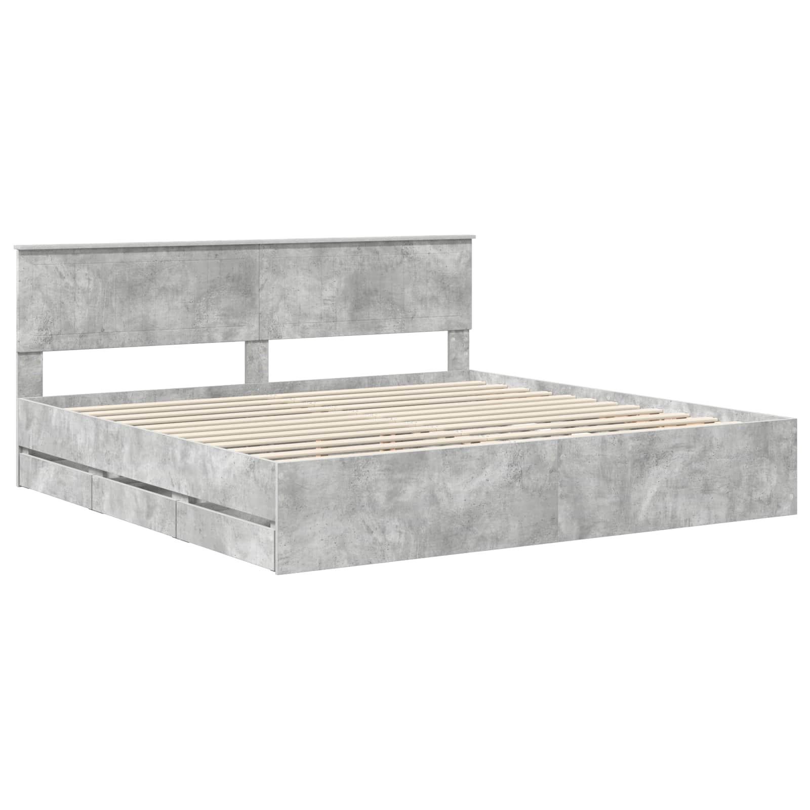 Bedframe met lade Beton Grijs 200 x 200 cm Ingenieurshout is nu te koop bij PeponiXL, paradijselijk wonen!
