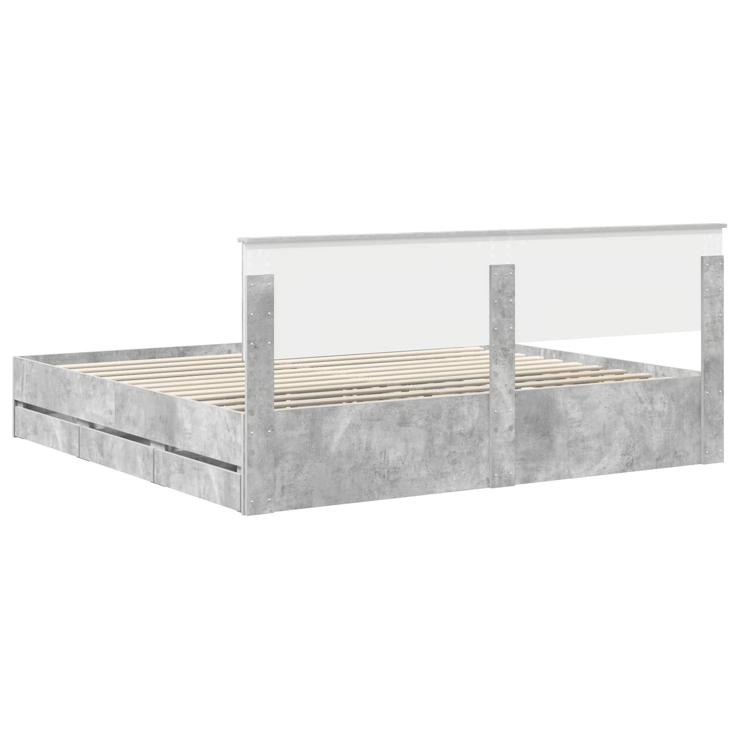 Bedframe met lade Beton Grijs 200 x 200 cm Ingenieurshout is nu te koop bij PeponiXL, paradijselijk wonen!