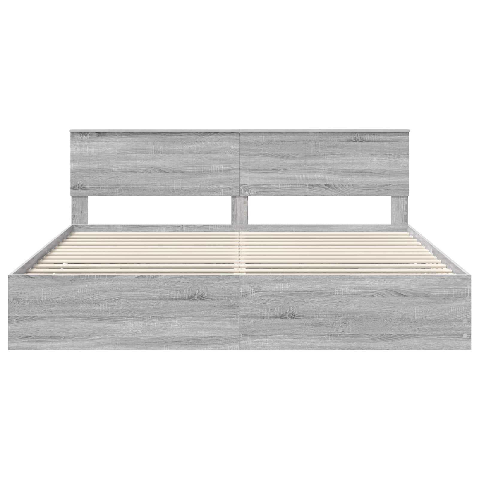 Bedframe met lade Grijs Sonoma 200 x 200 cm Ingenieurshout is nu te koop bij PeponiXL, paradijselijk wonen!