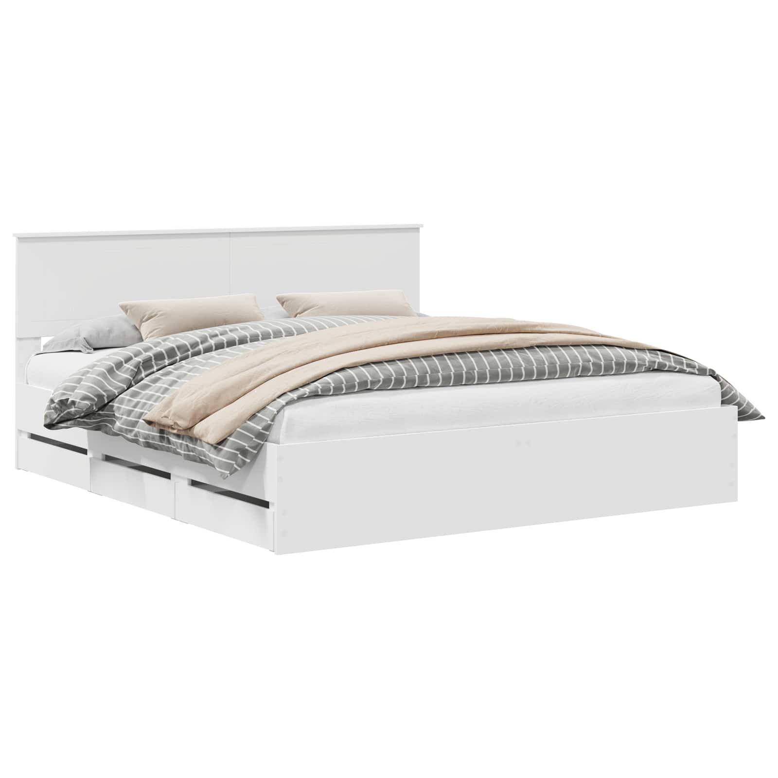 Bedframe met lade met opslag Wit 180 x 200 cm Ingenieurshout is nu te koop bij PeponiXL, paradijselijk wonen!