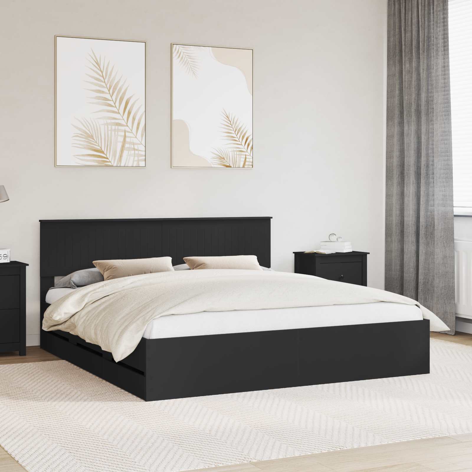 Bedframe met lade met opslag Zwart 180 x 200 cm Ingenieurshout is nu te koop bij PeponiXL, paradijselijk wonen!