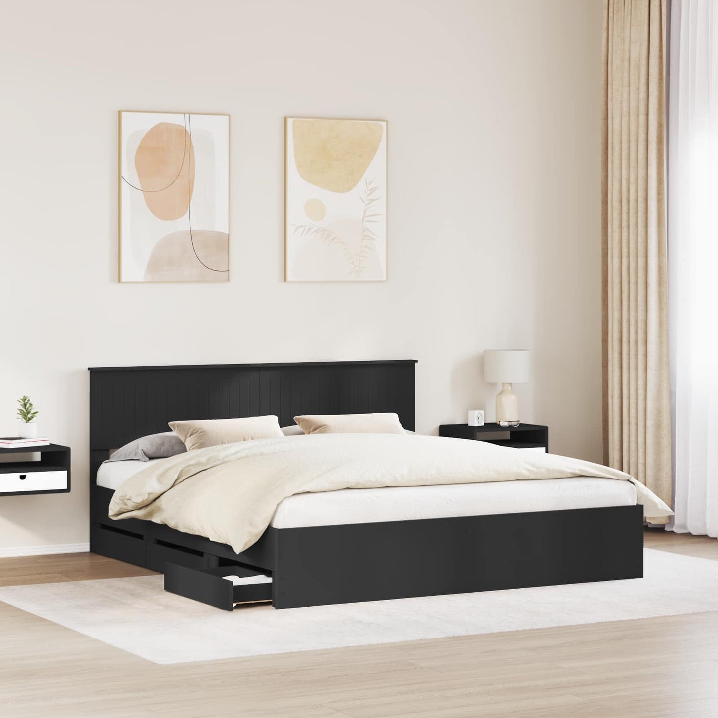 Bedframe met lade met opslag Zwart 180 x 200 cm Ingenieurshout is nu te koop bij PeponiXL, paradijselijk wonen!