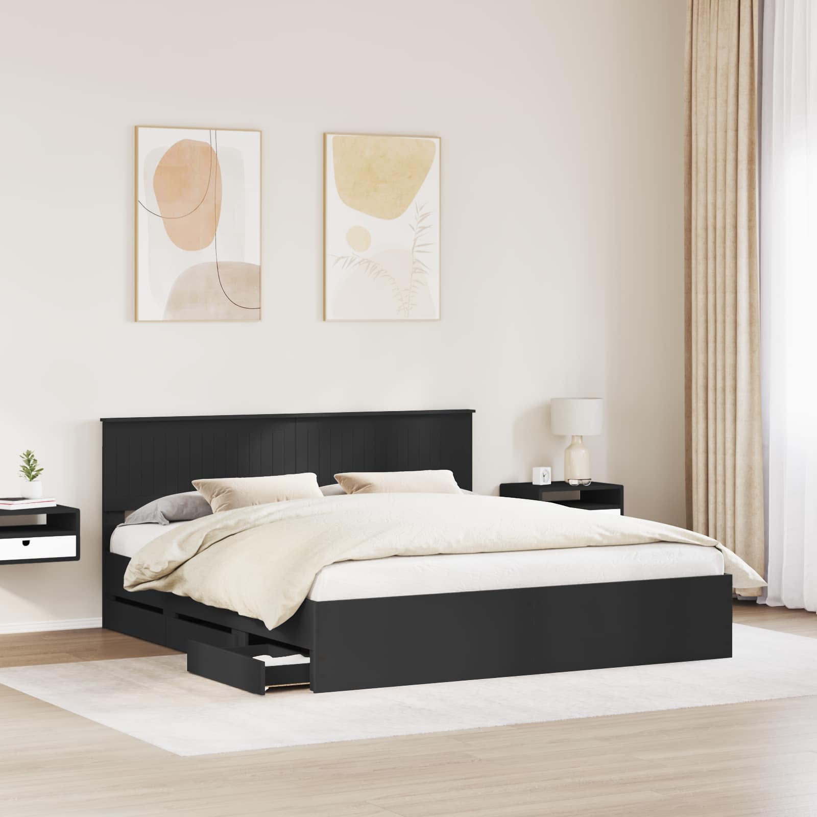 Bedframe met lade met opslag Zwart 180 x 200 cm Ingenieurshout is nu te koop bij PeponiXL, paradijselijk wonen!