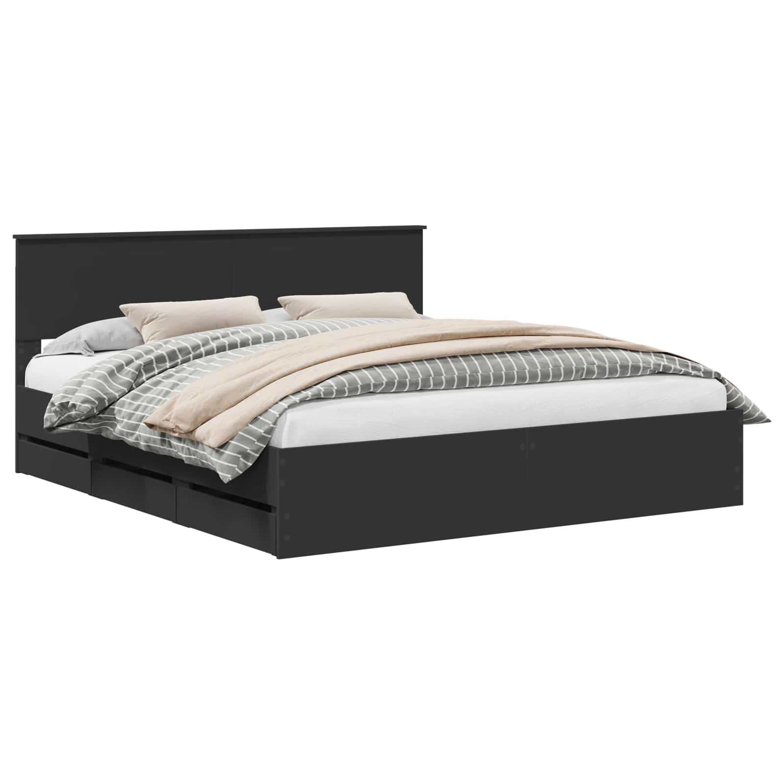 Bedframe met lade met opslag Zwart 180 x 200 cm Ingenieurshout is nu te koop bij PeponiXL, paradijselijk wonen!