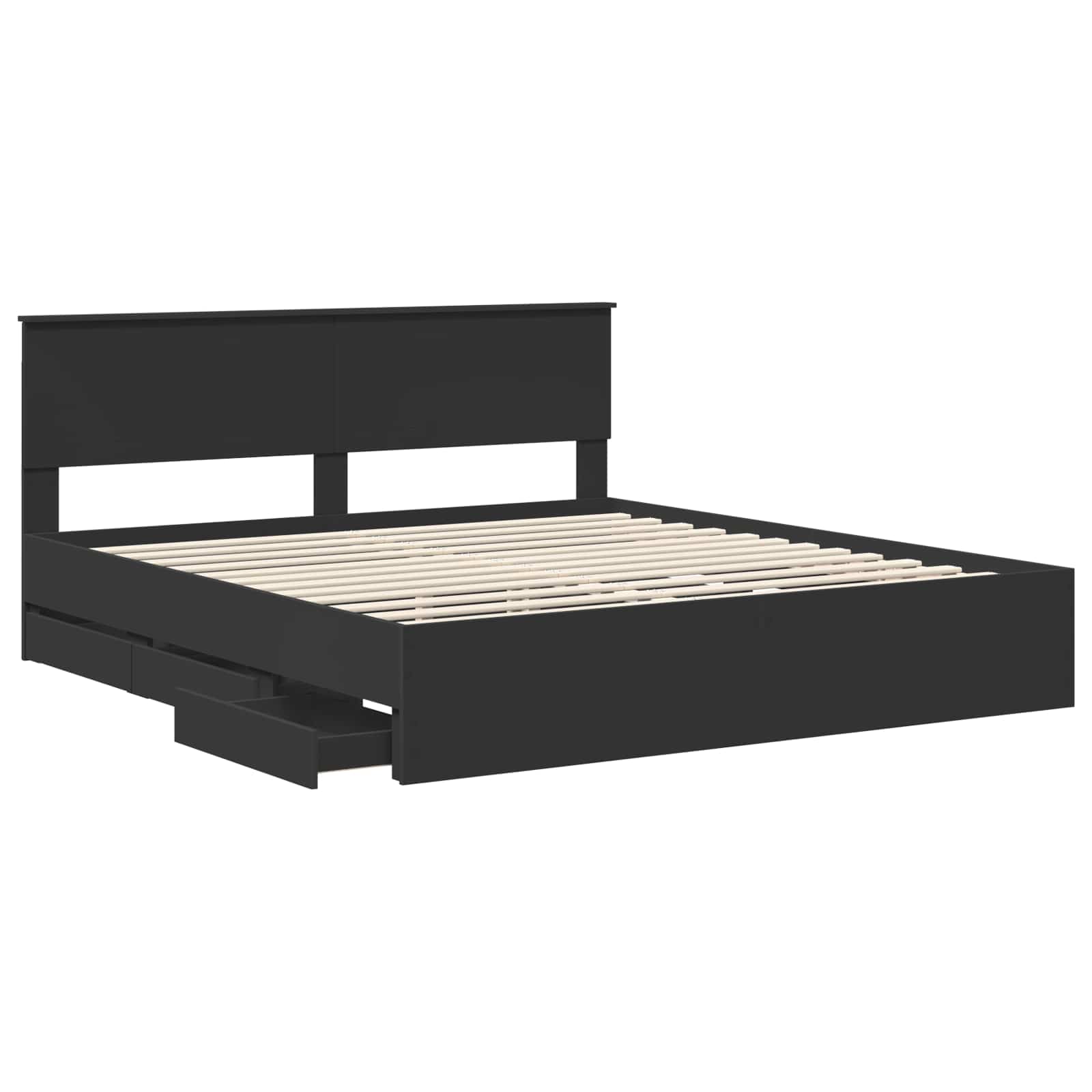 Bedframe met lade met opslag Zwart 180 x 200 cm Ingenieurshout is nu te koop bij PeponiXL, paradijselijk wonen!