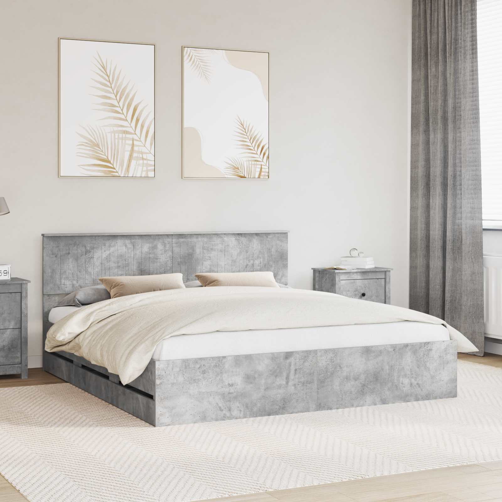 Bedframe met lade Beton Grijs 180 x 200 cm Ingenieurshout is nu te koop bij PeponiXL, paradijselijk wonen!