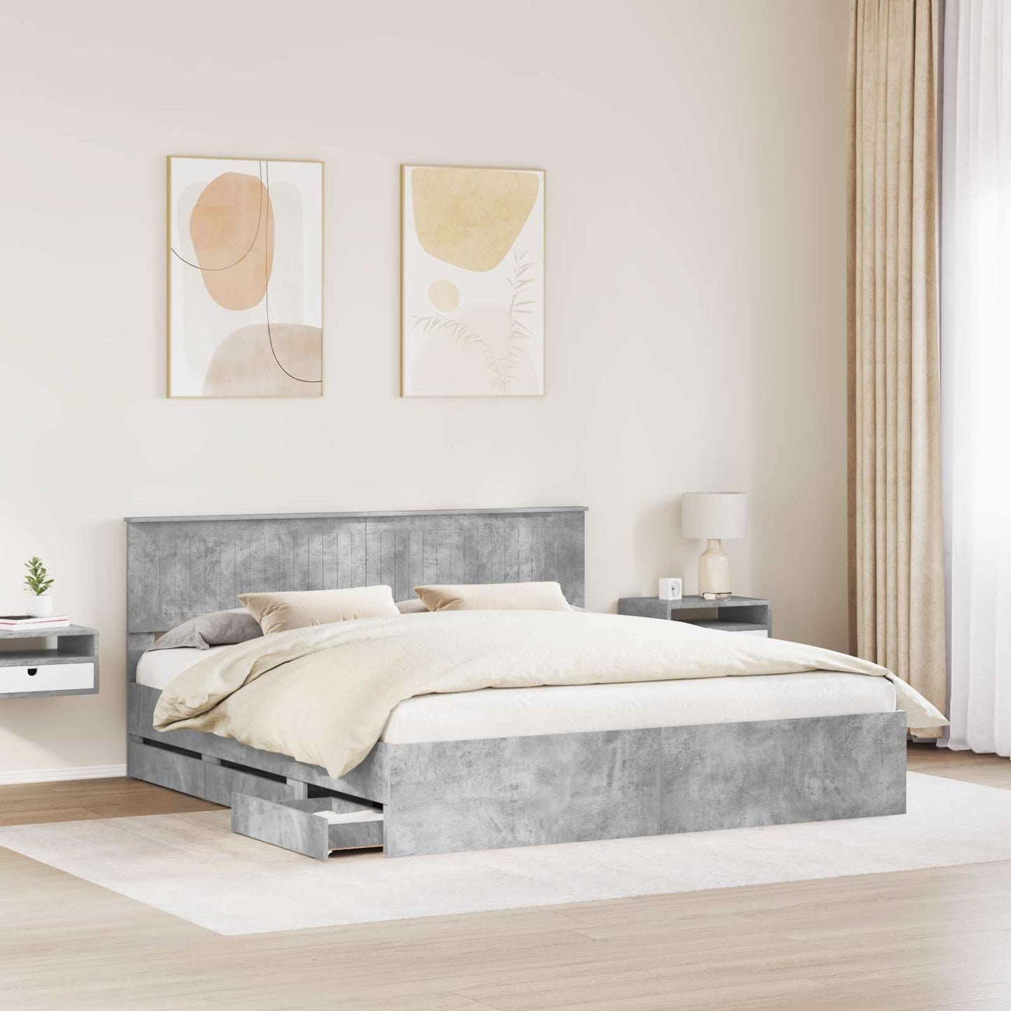 Bedframe met lade Beton Grijs 180 x 200 cm Ingenieurshout is nu te koop bij PeponiXL, paradijselijk wonen!